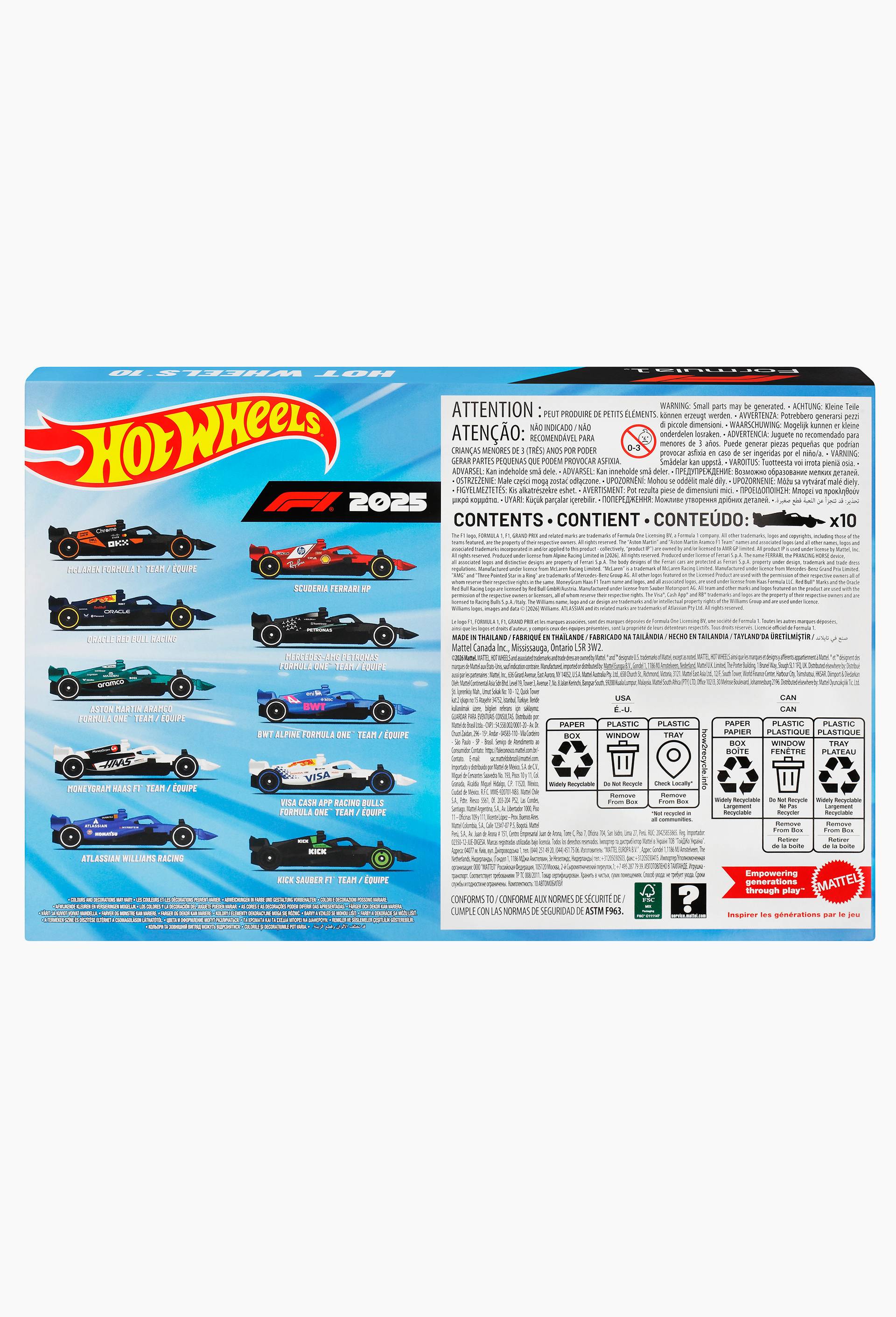 Hot Wheels - Pack de 10 HW Formule 1 - D&egrave;s 3 ans, , large image number 1
