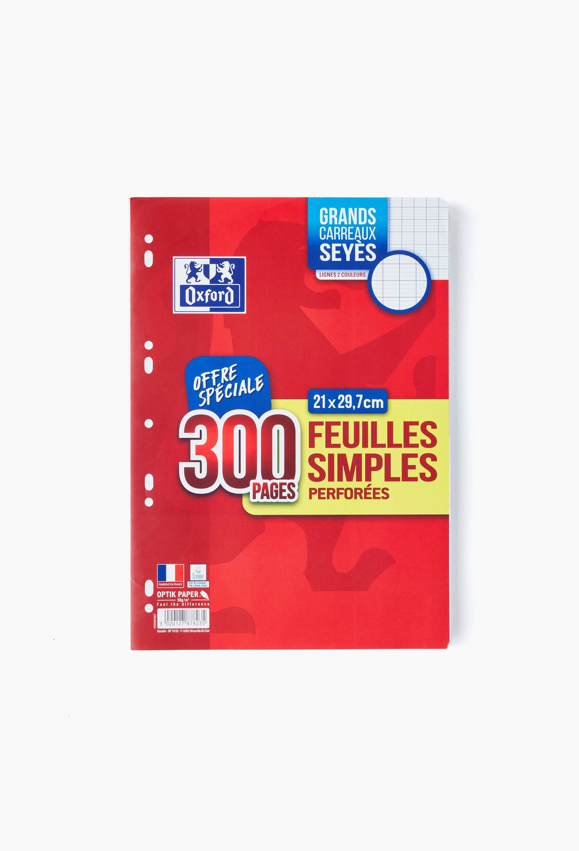 300 feuilles simples perforées A4 grands carreaux, , large image number 0