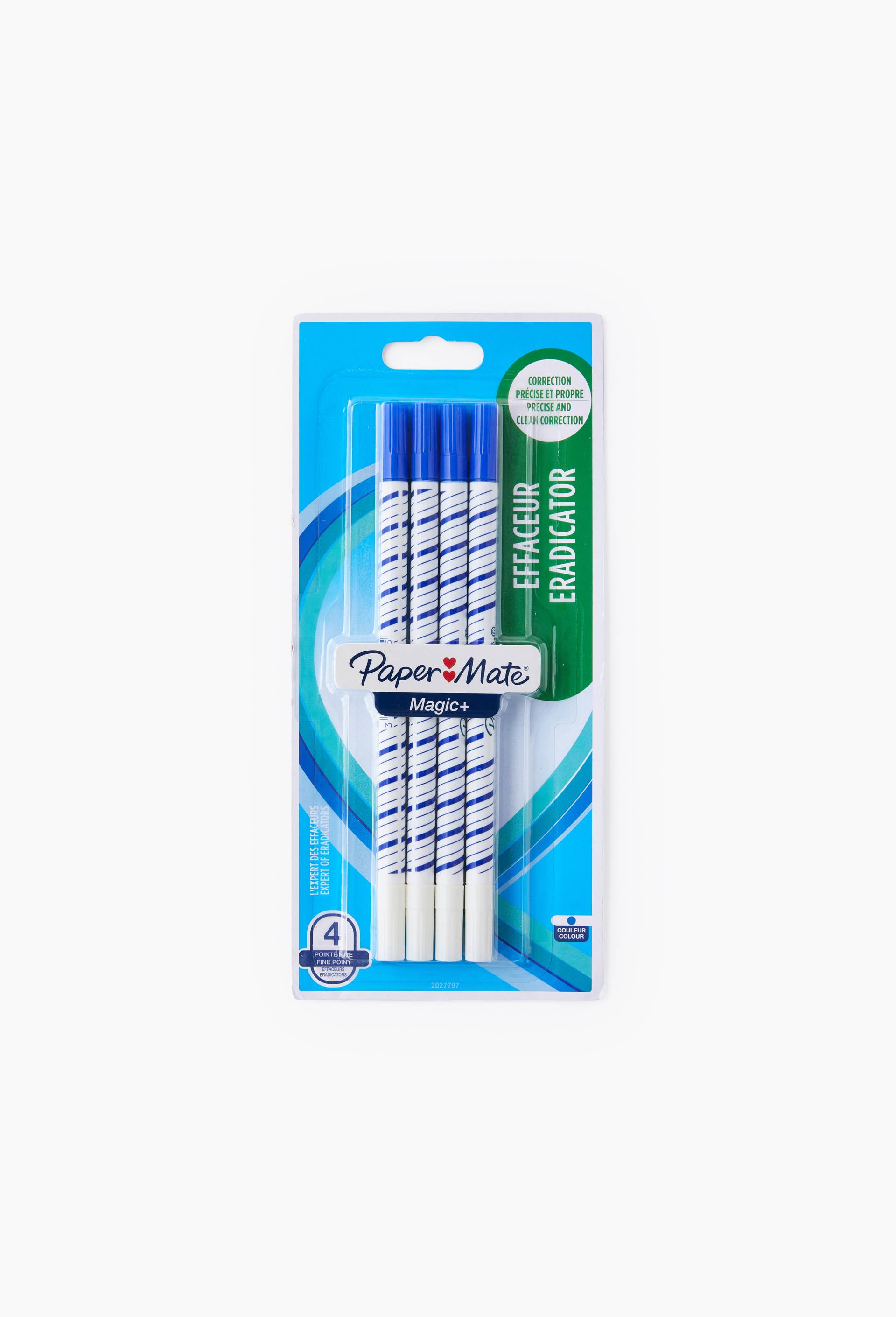 4 Effaceurs Paper Mate Magic+ Pointe fine Bleu, , large image number 0