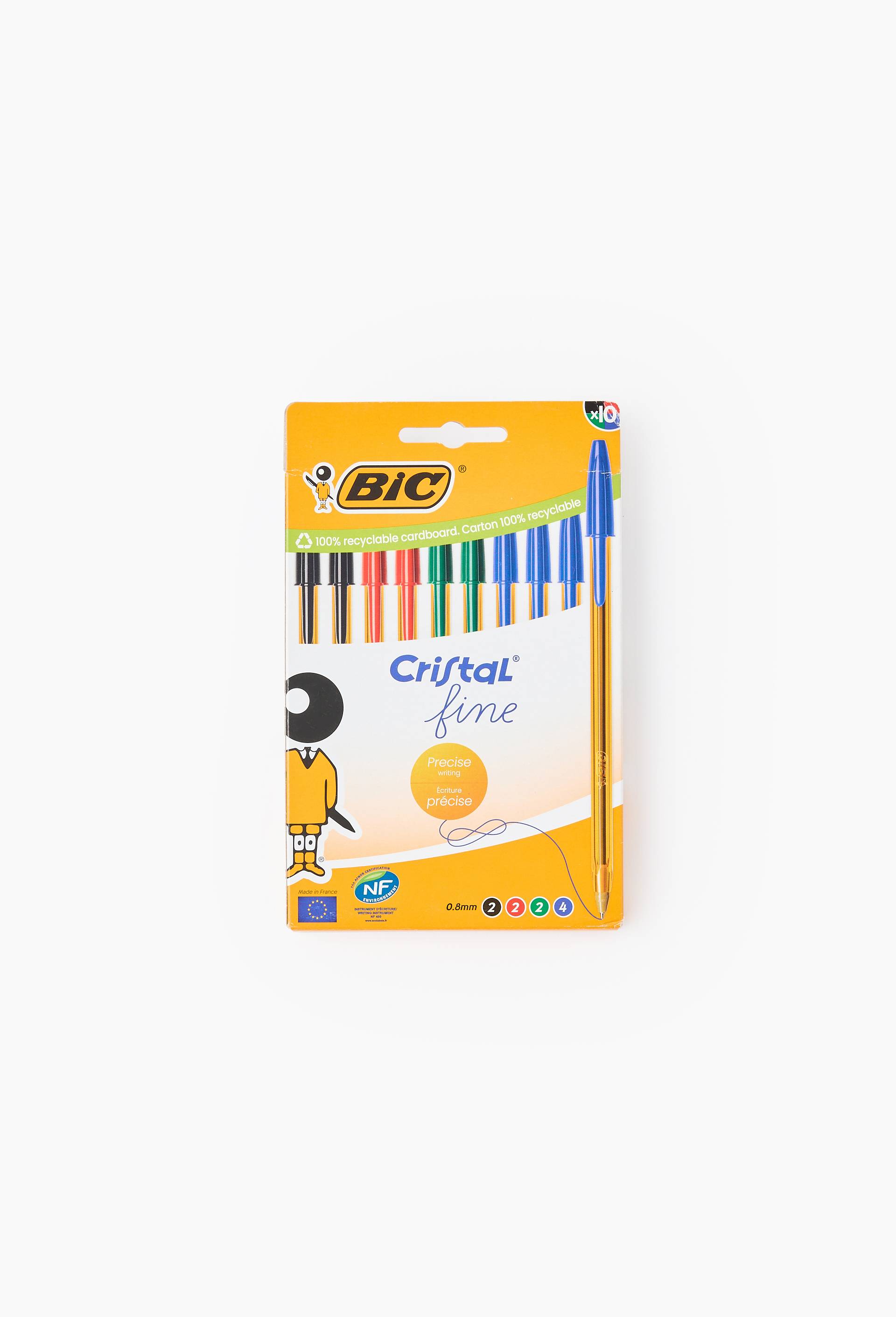 10 stylos-billes Cristal, couleurs assorties bleue, noire, rouge et vert, pointe fine, , large image number 1.0