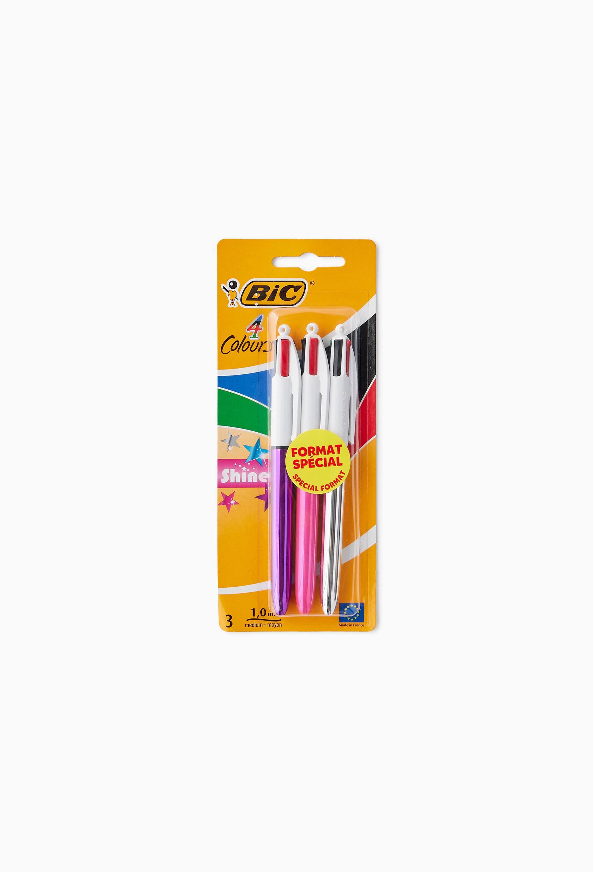 3 stylos 4 couleurs retractables pointe moyenne, , large image number 0