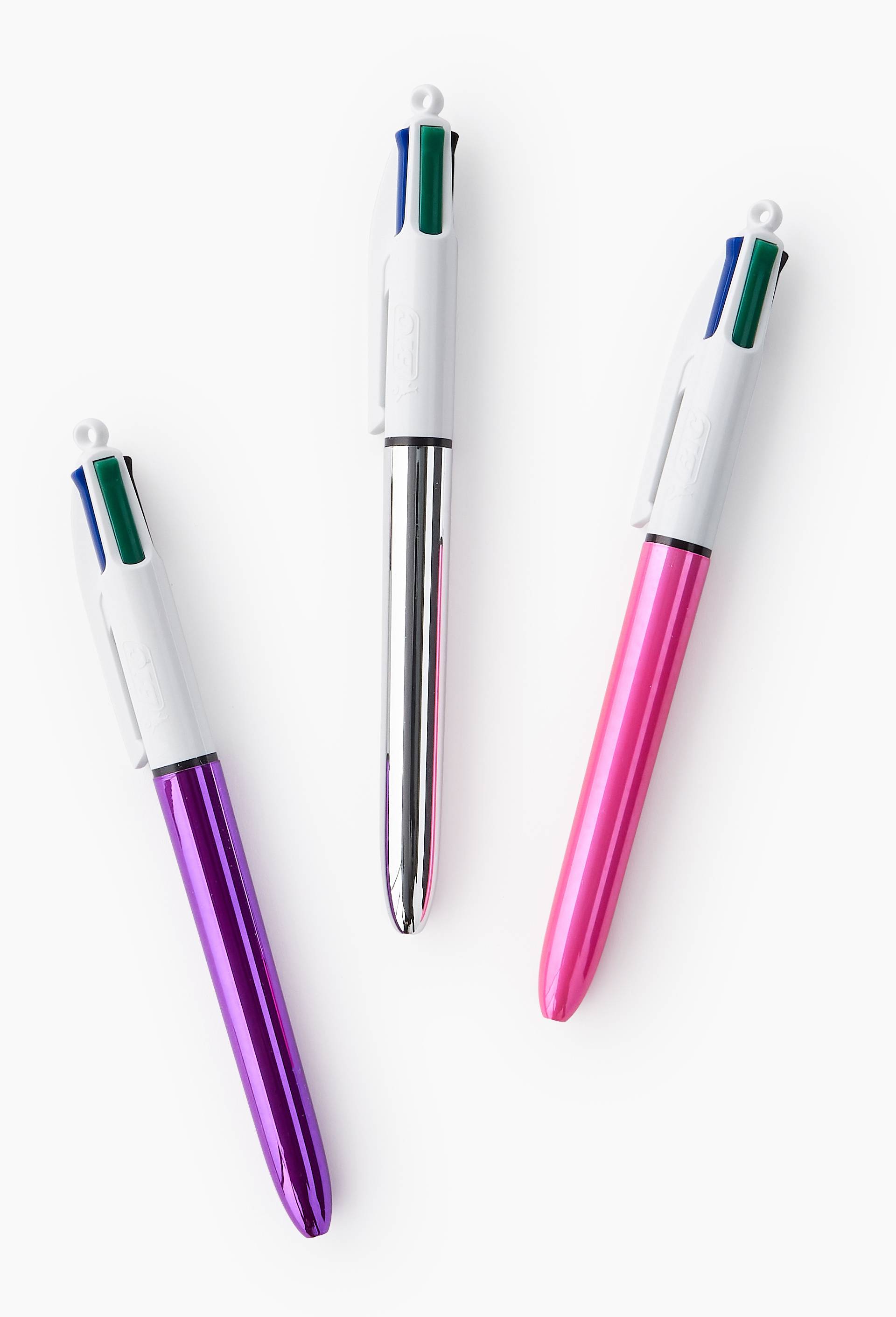 3 stylos 4 couleurs retractables pointe moyenne, , large image number 1