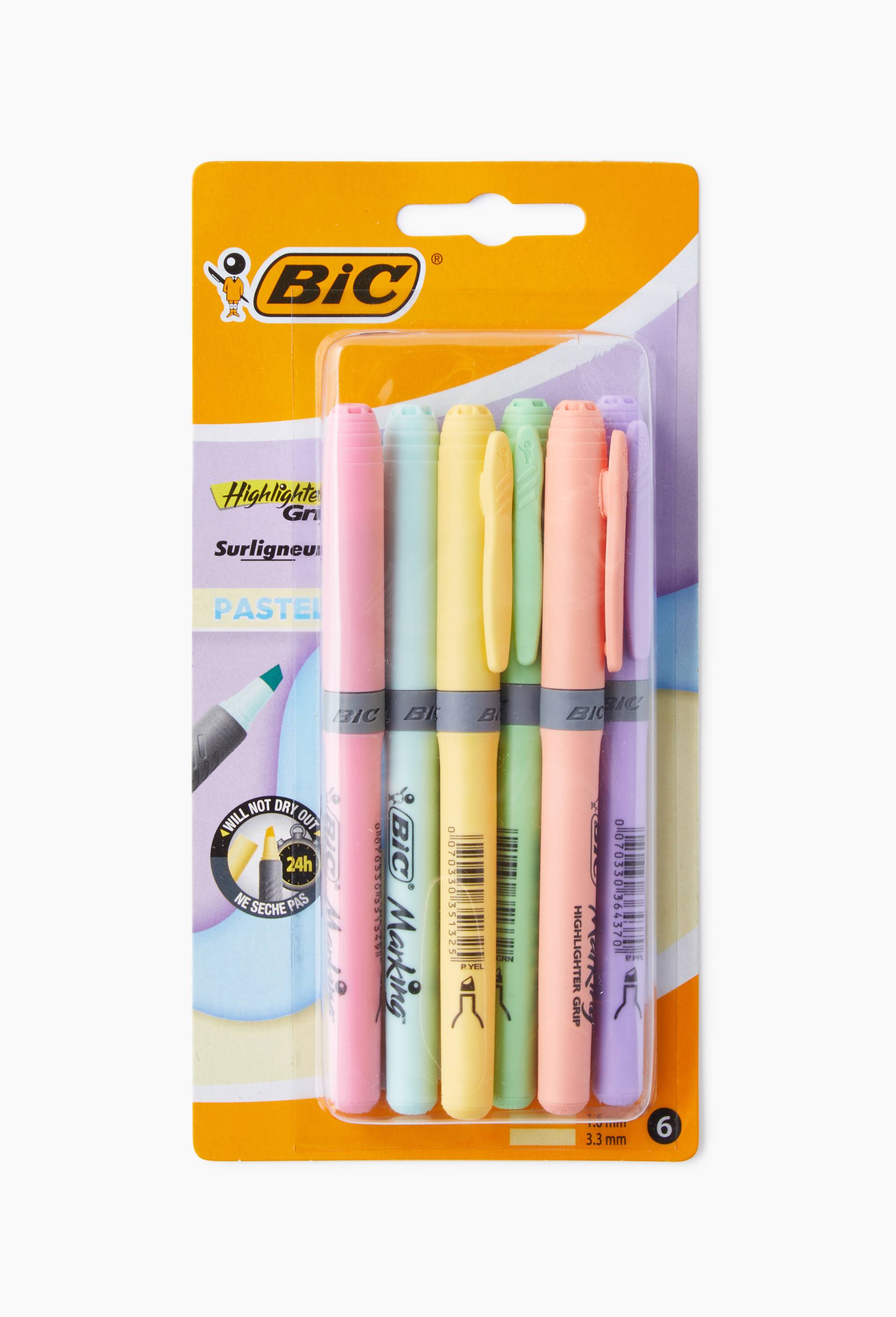 Surligneur avec grip coloris pastel x6, , large image number 0