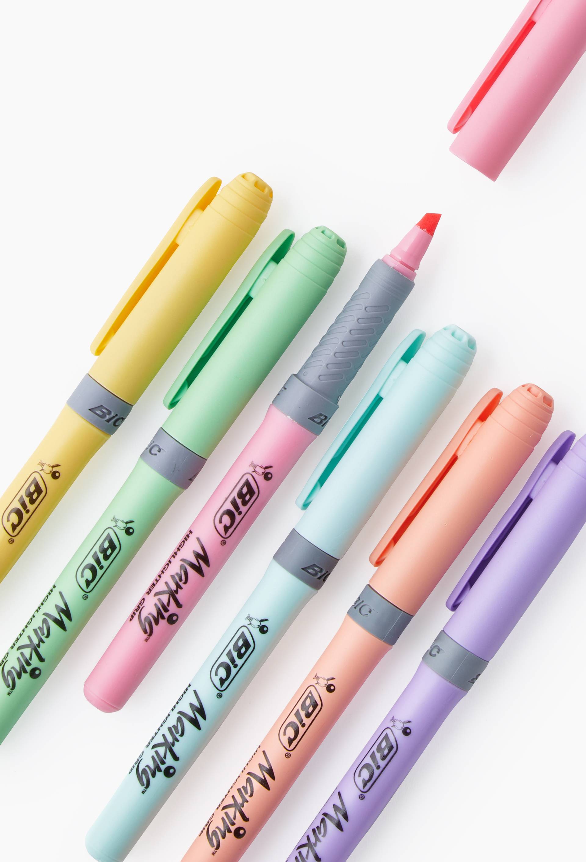Surligneur avec grip coloris pastel x6, , large image number 1