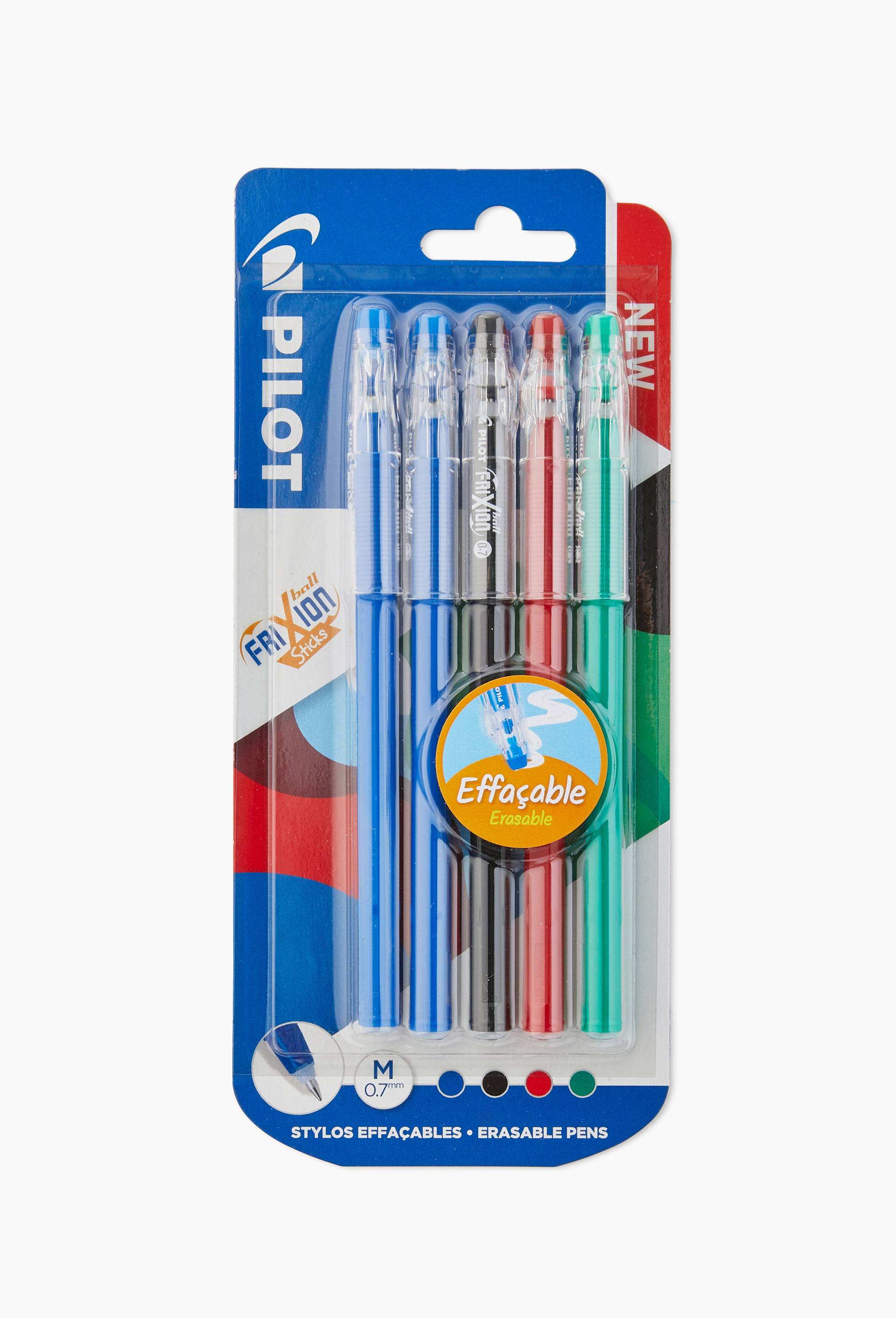 Lot de 5 stylos effa&ccedil;ables avec gomme 0.7mm, , large image number 0