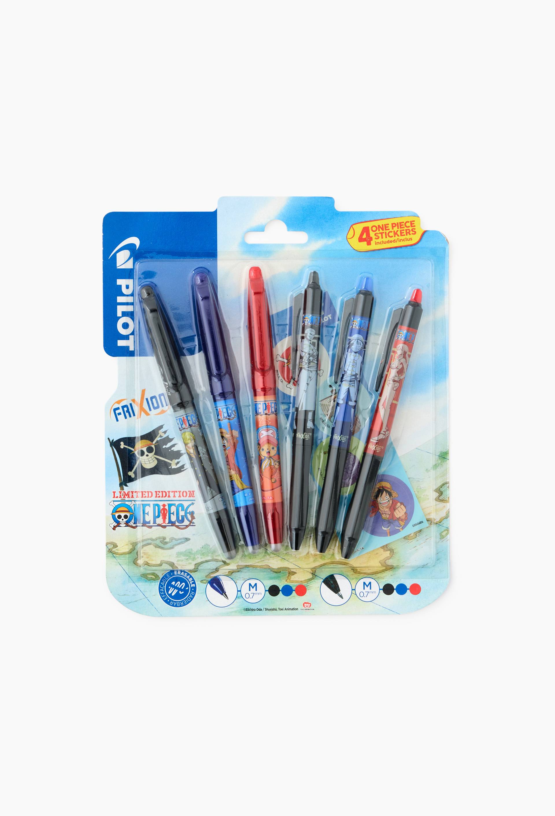 Frixion ball moyen x 3 noir bleu rouge + frixion ball plus x 3 noir bleu rouge - One Piece, , large image number 1