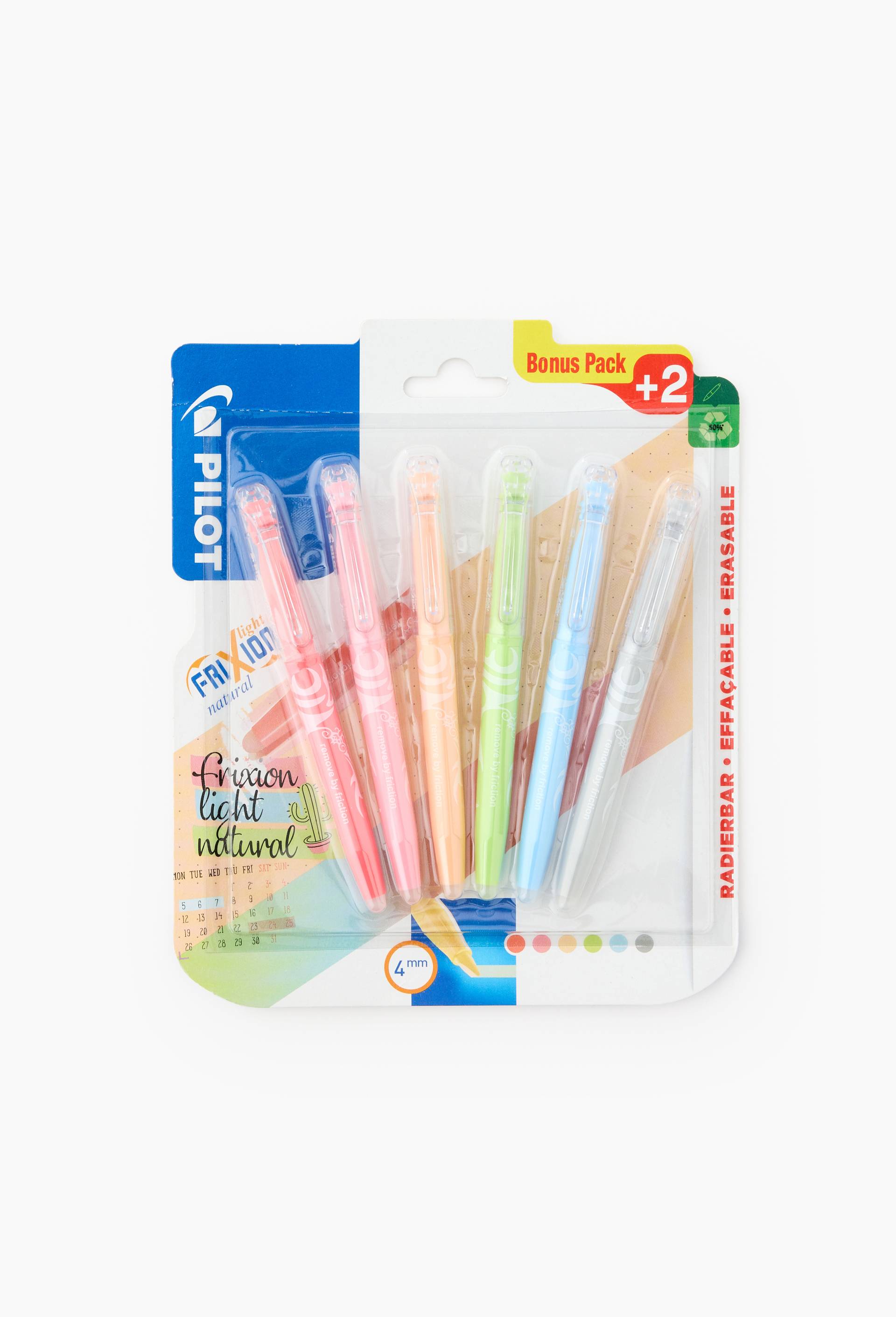 Frixion light natural x 4 + 2 bonus pack (rouge, corail, orange, vert + bleu clair, gris), , large image number 1