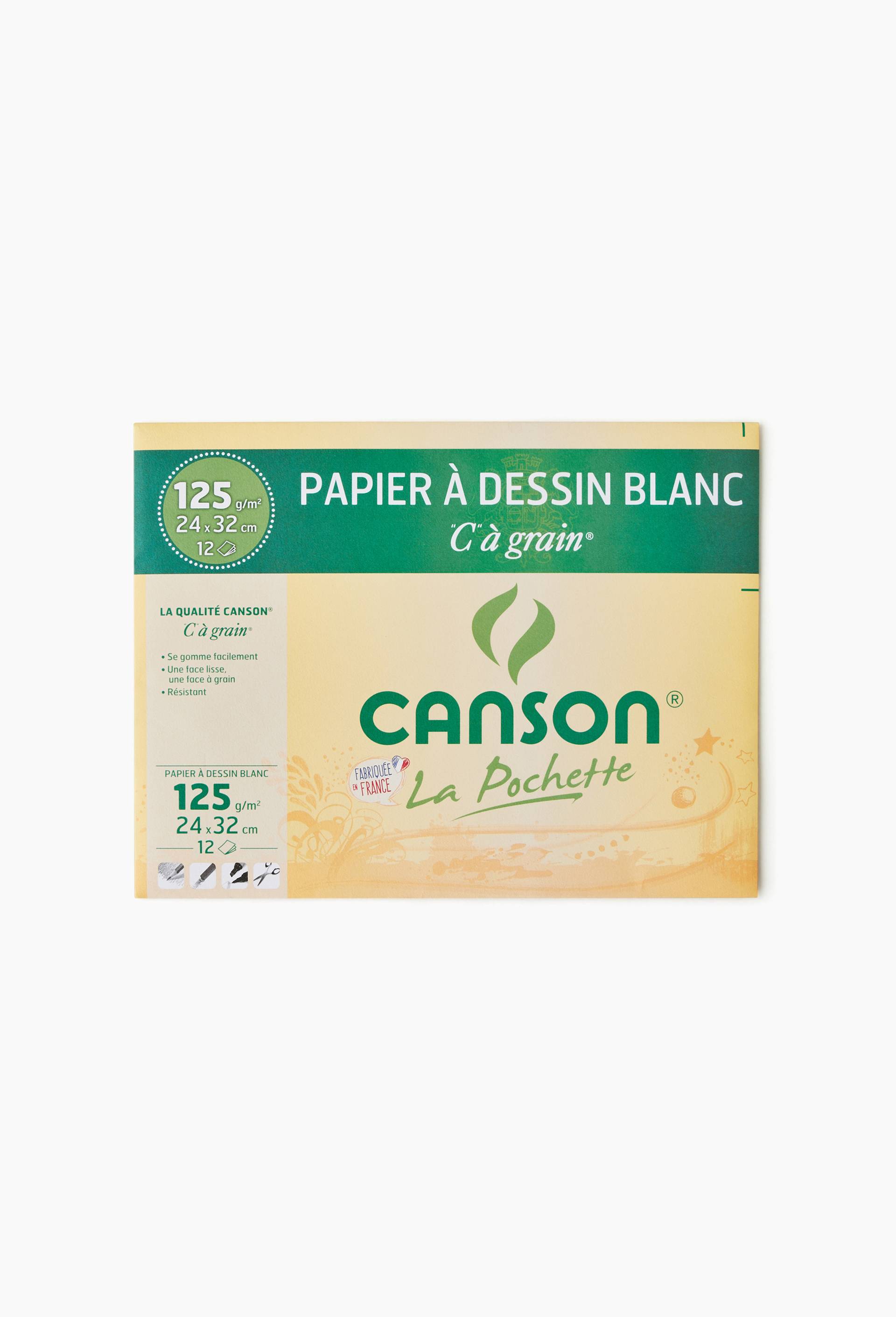 Canson - Pochette papier &agrave; dessin - 12 feuilles - 24 x 32 cm - 125 gr - blanc, , large image number 0