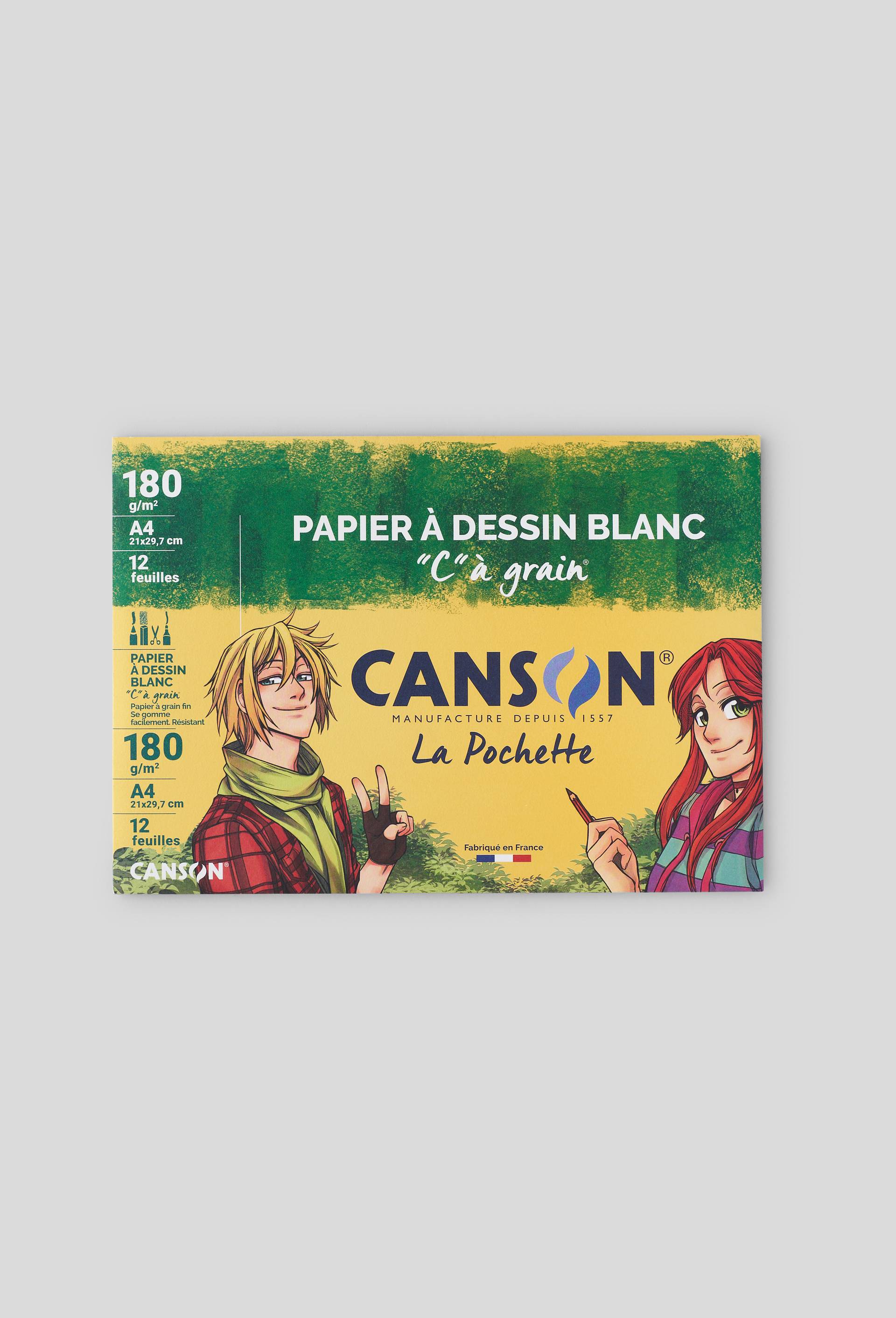 Canson - Pochette papier &agrave; dessin - 12 feuilles - A4 - 180 gr - blanc, , large image number 0