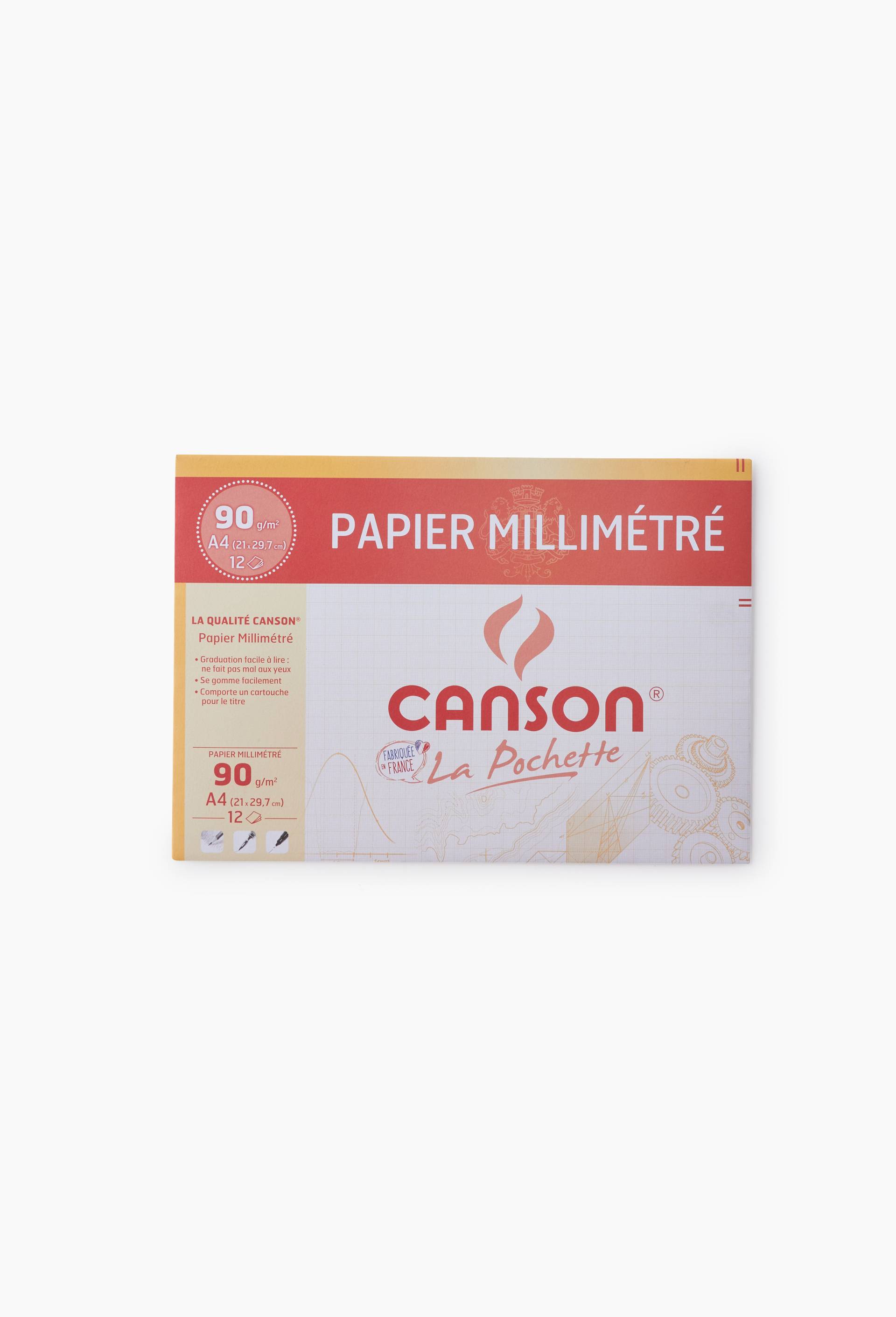 Canson - Pochette papier &agrave; dessin millim&eacute;tr&eacute; - 12 feuilles - A4 - 90 gr, , large image number 0