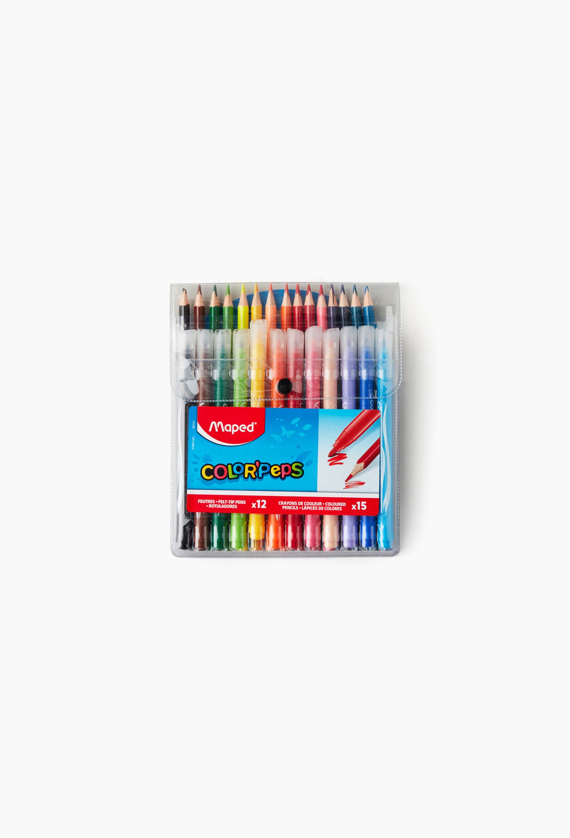 Maped - Lot de 12 feutres + 15 crayons de couleurs