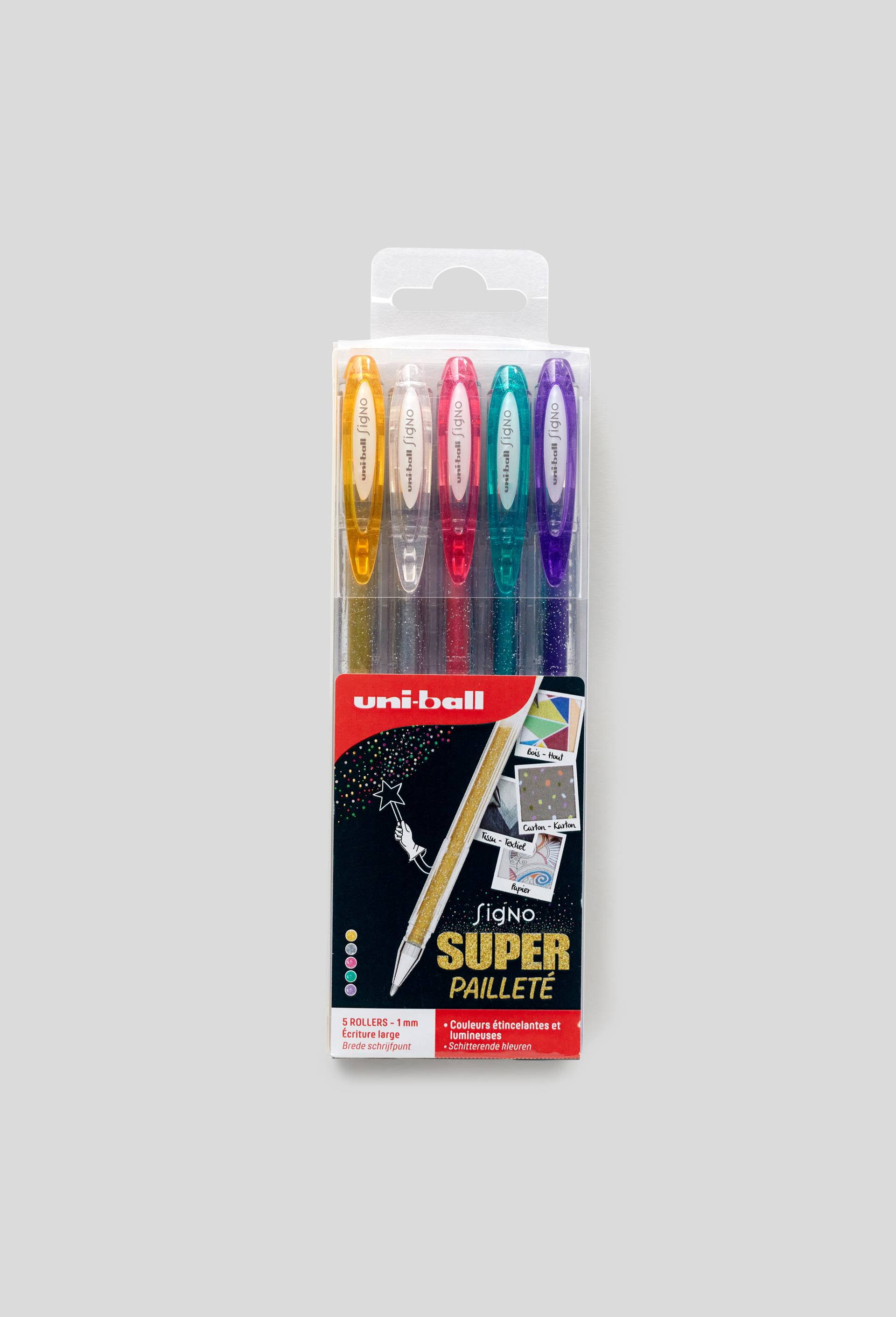 5 stylos roller, encre gel paillet&eacute;e, , large image number 0.0