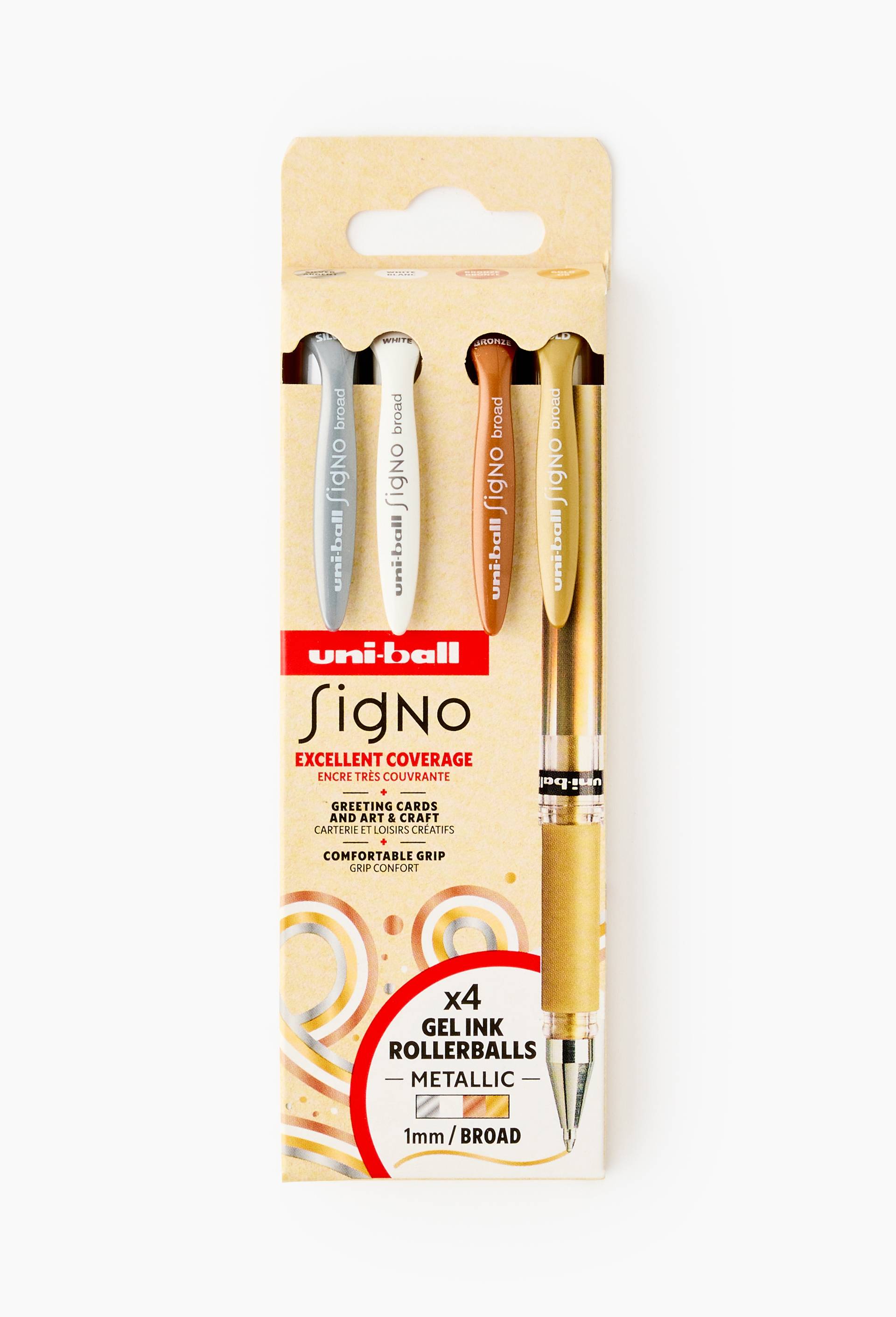 4 stylos encre gel m&eacute;tallis&eacute;e - Signo Broad, , large image number 1