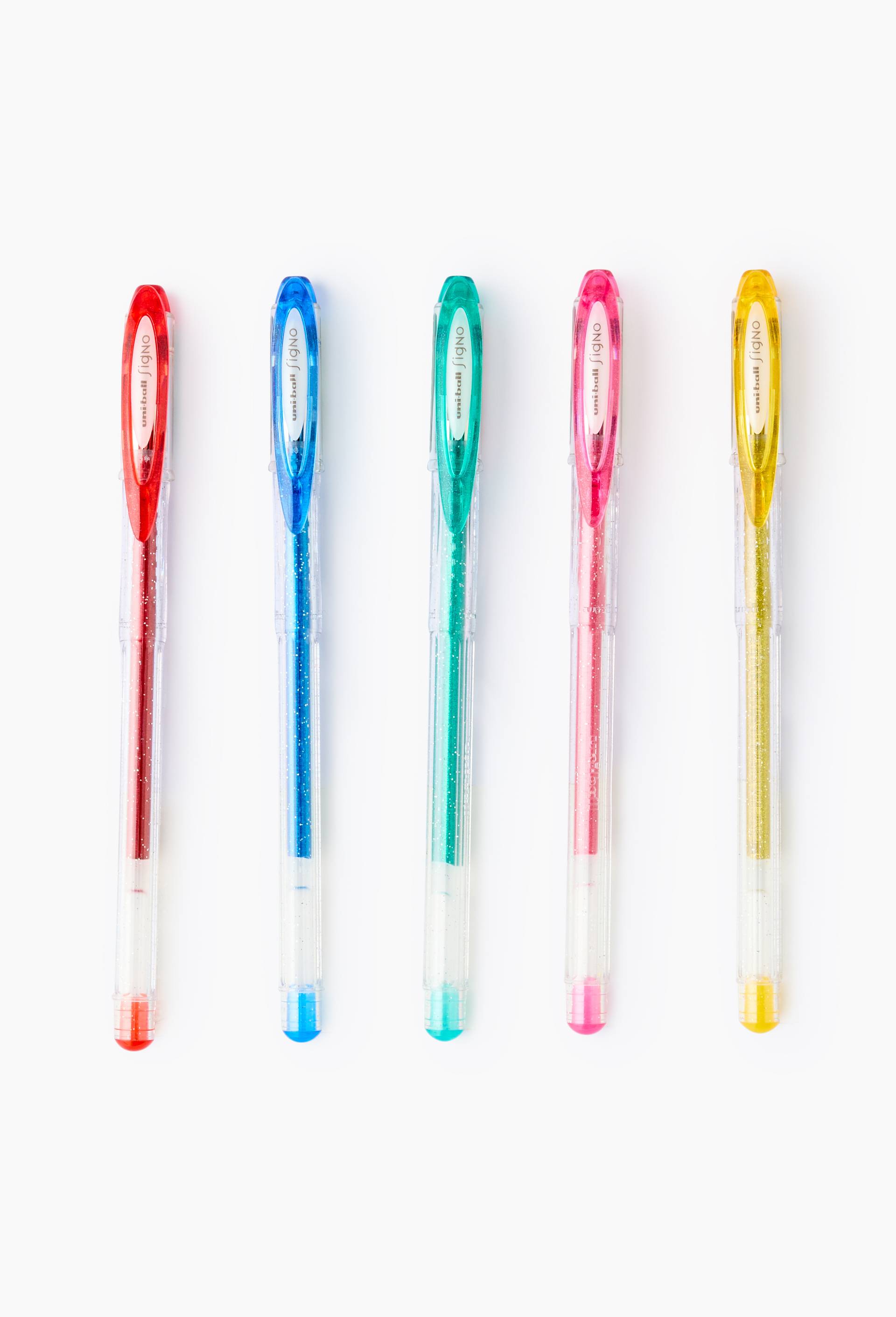 5 stylos &agrave; encre gel Signo paillet&eacute;, , large image number 0