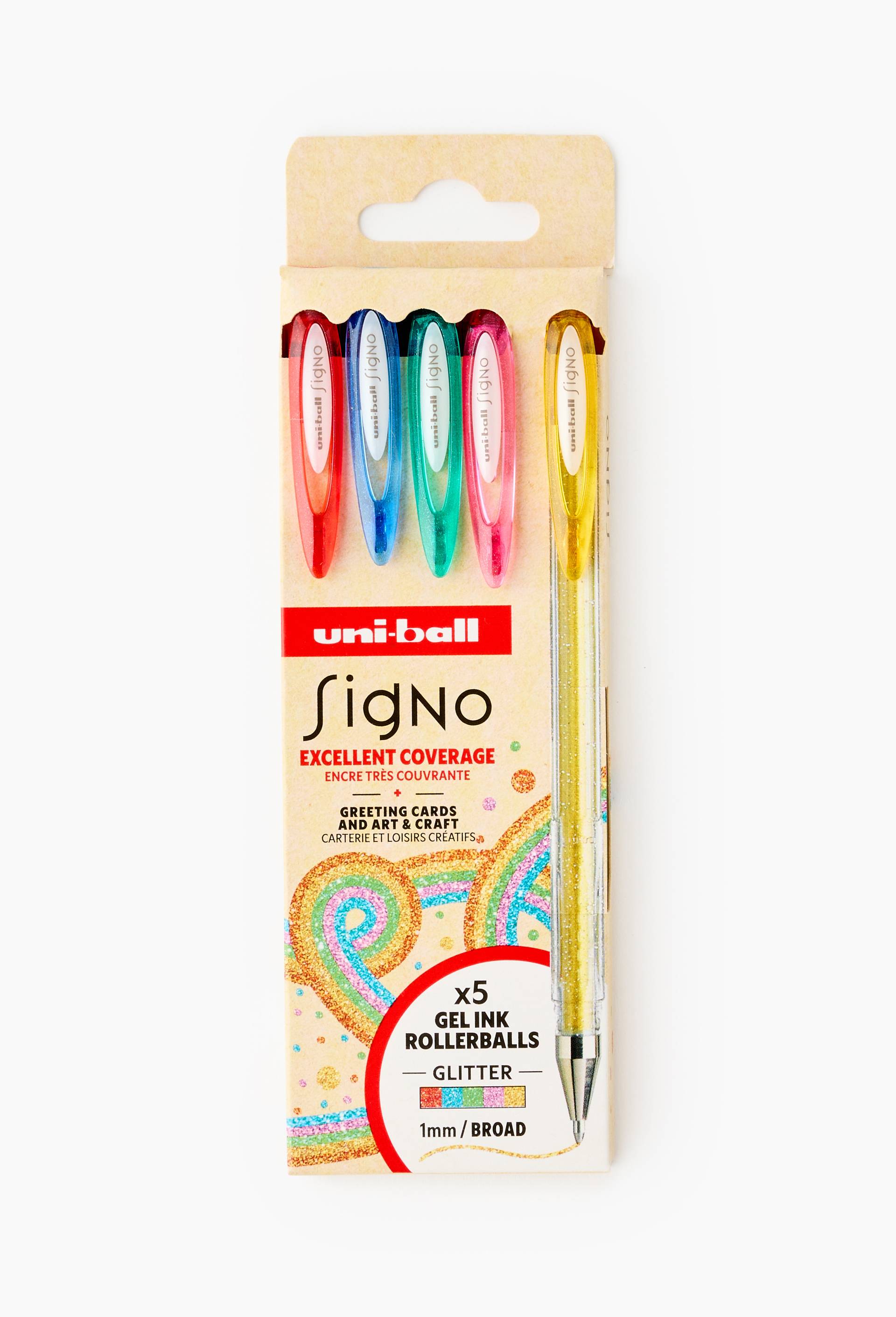 5 stylos &agrave; encre gel Signo paillet&eacute;, , large image number 1