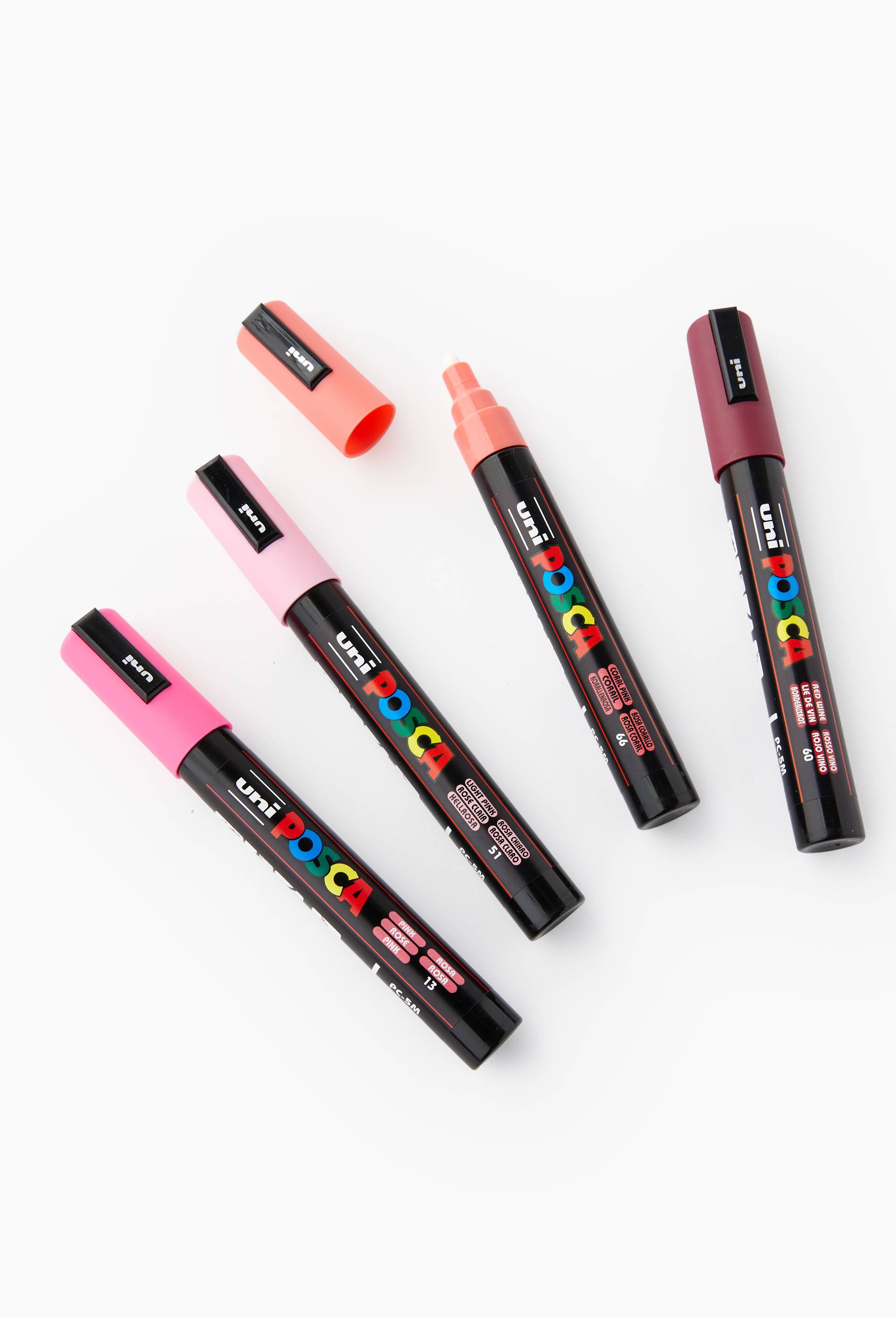 Set de 4 marqueurs pointe conique moyenne POSCA MARKER Lie De Vin - Rose - Corail - Rose Clair (PC5M), , large image number 0
