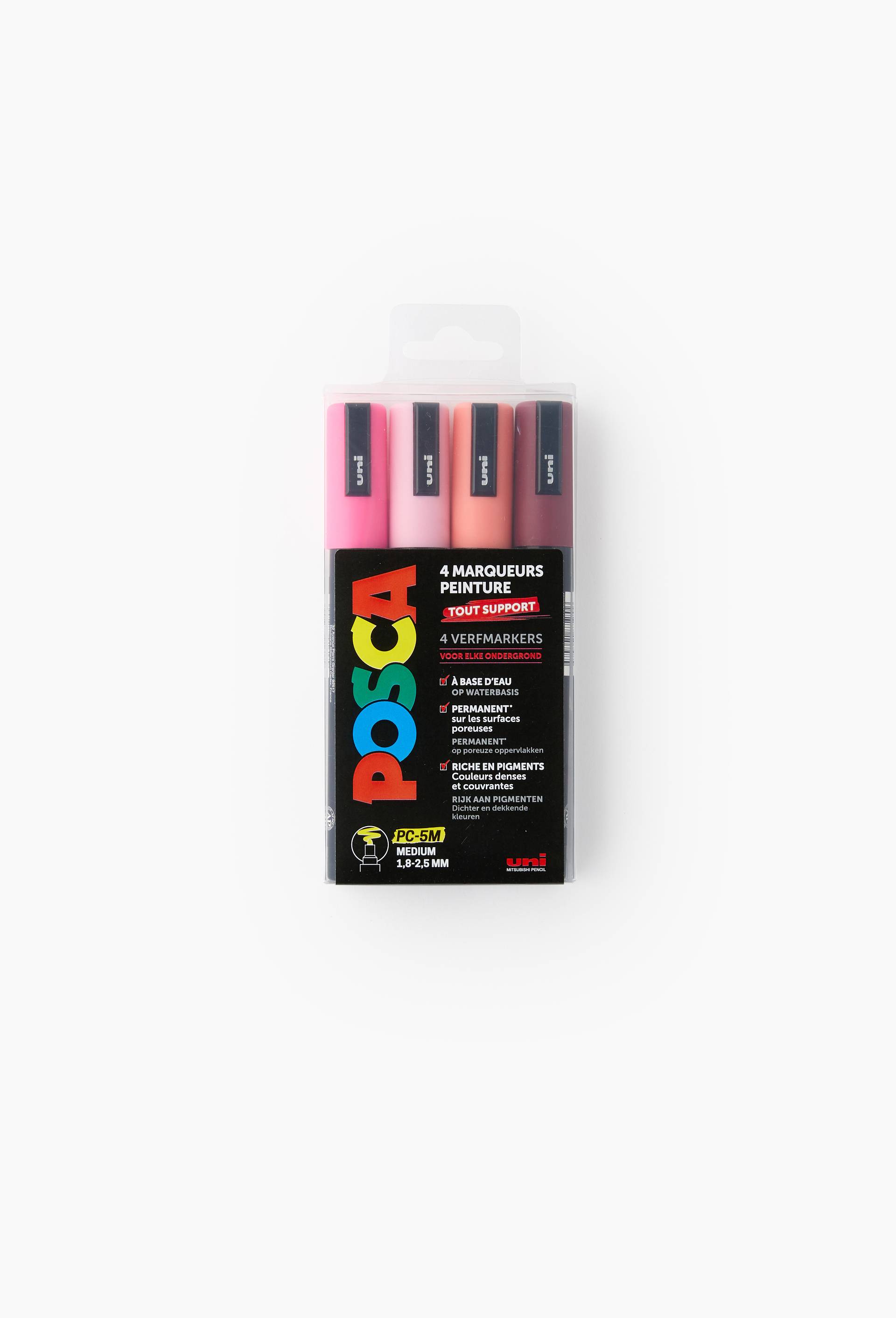 Set de 4 marqueurs pointe conique moyenne POSCA MARKER Lie De Vin - Rose - Corail - Rose Clair (PC5M), , large image number 1.0