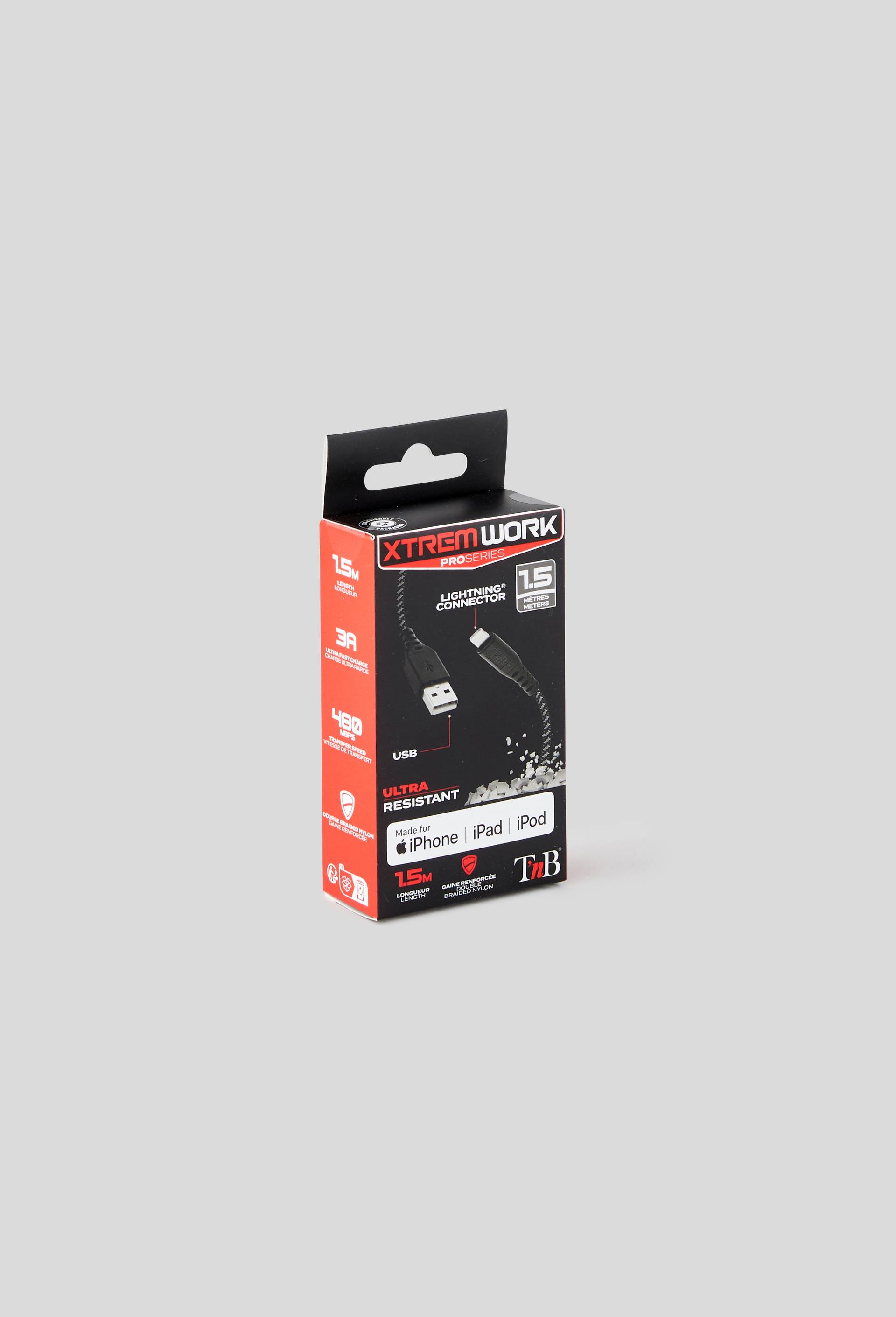 C&acirc;ble usb vers lightning, 1m, renforc&eacute;, , large image number 0