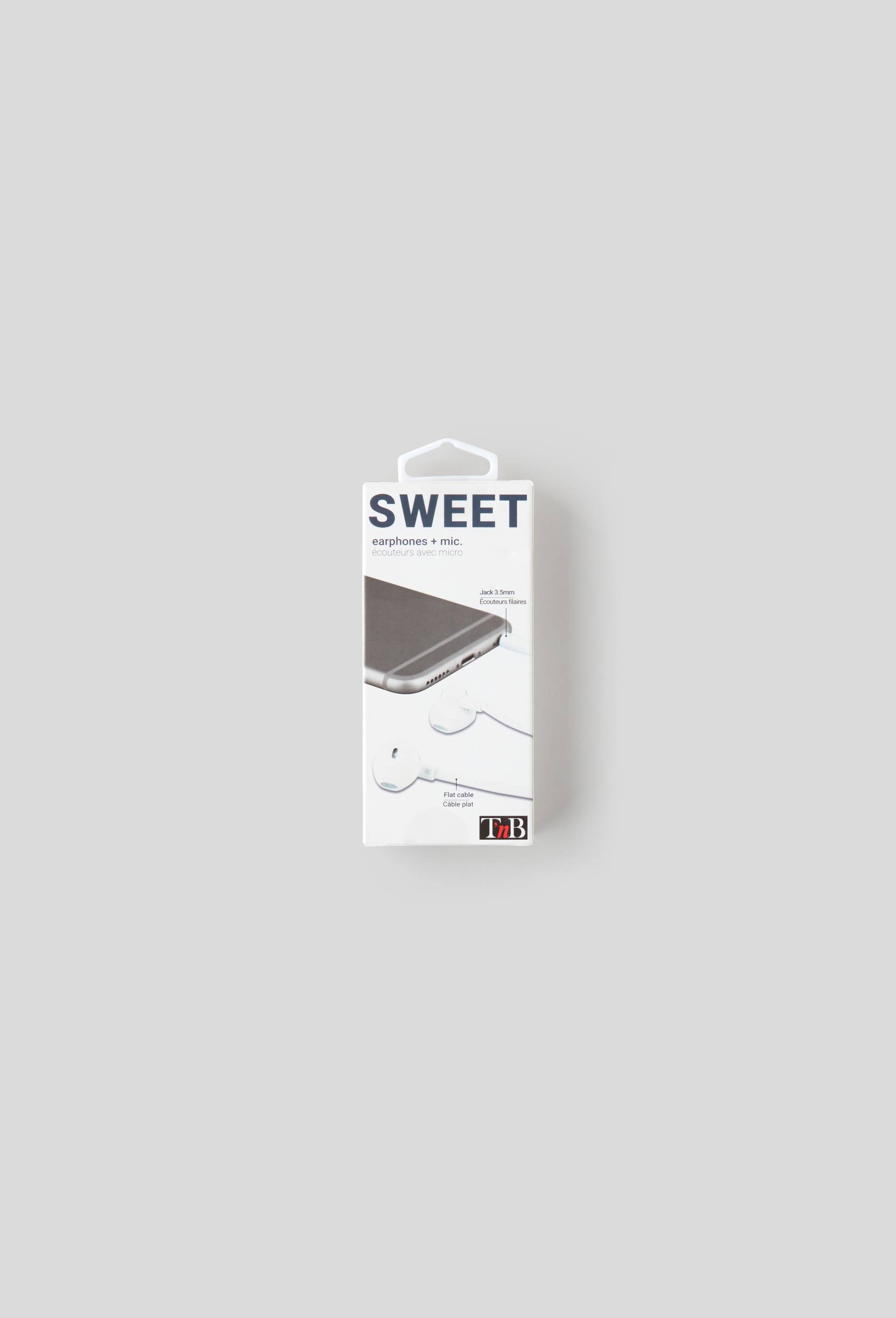 &Eacute;couteurs filaires TNB Sweet Jack, blancs, c&acirc;ble plat anti noeuds, micro int&eacute;gr&eacute;, , large image number 0