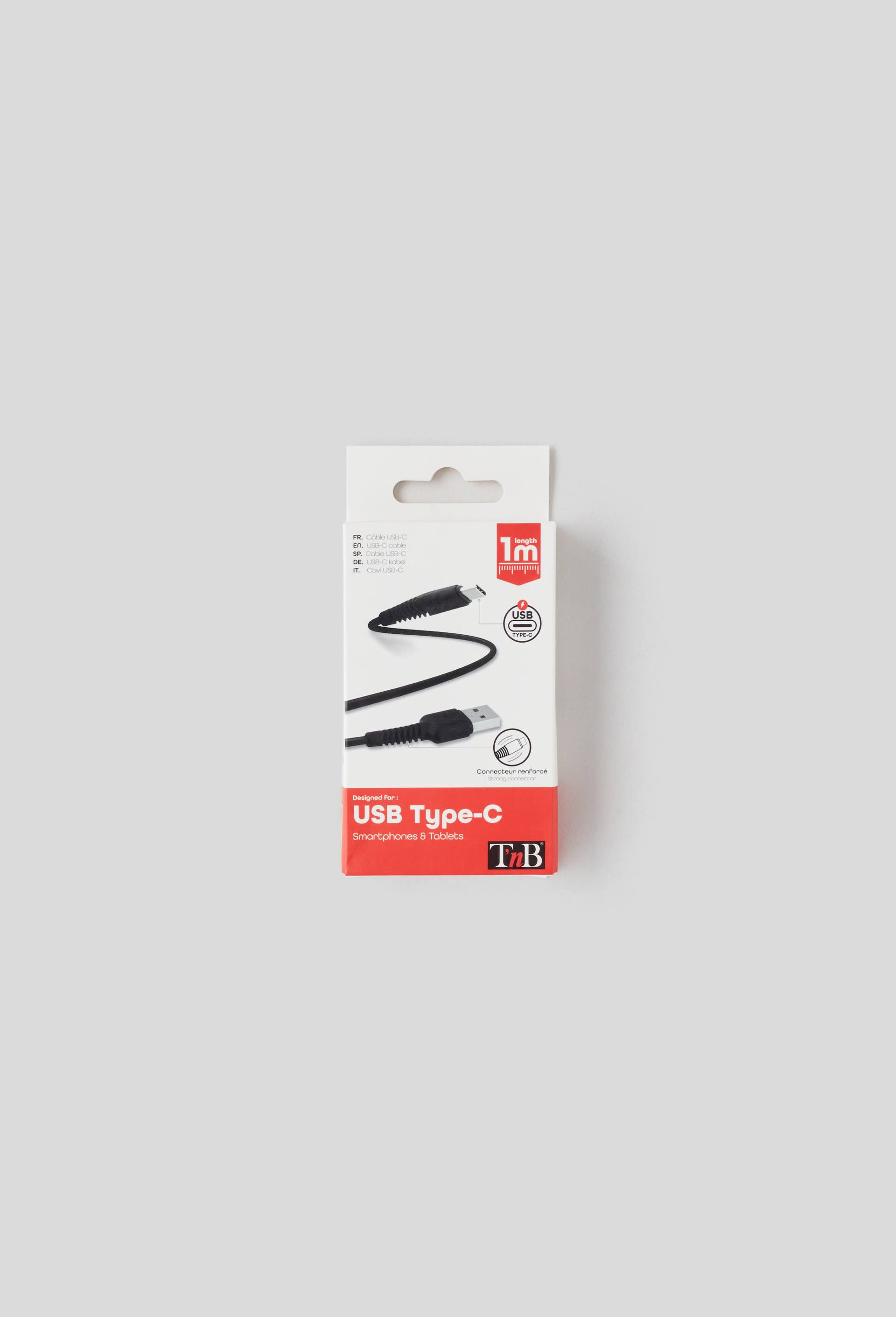 C&acirc;ble USB A vers USB C TNB  1m, connecteurs renforc&eacute;s & charge rapide 18W, , large image number 0