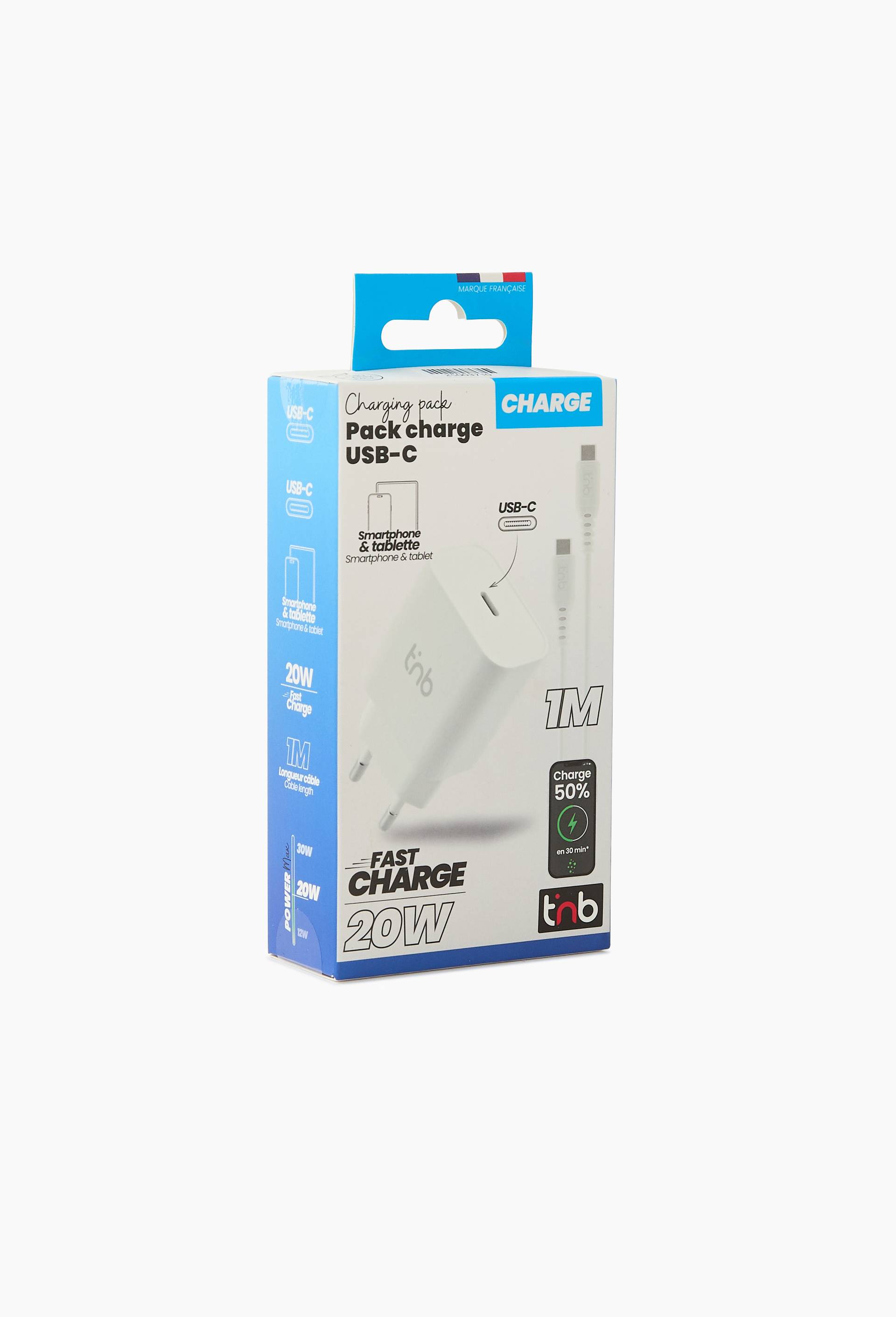 Pack de charge secteur 1 USB Type-C 20W + c&acirc;ble USB Type-C Power Delivery, , large image number 2