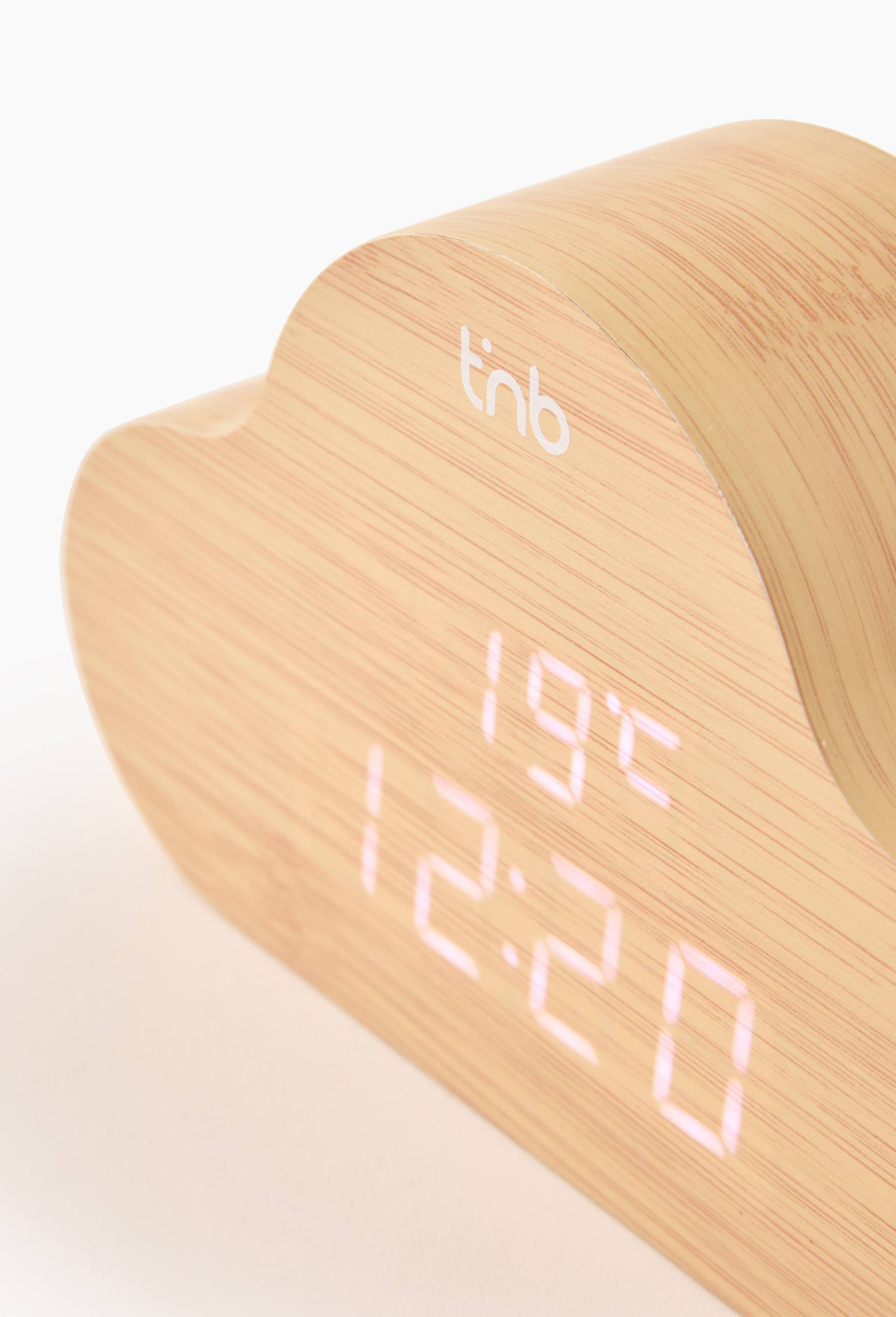 R&eacute;veil led avec chargeur induction, finition bois, , large image number 1