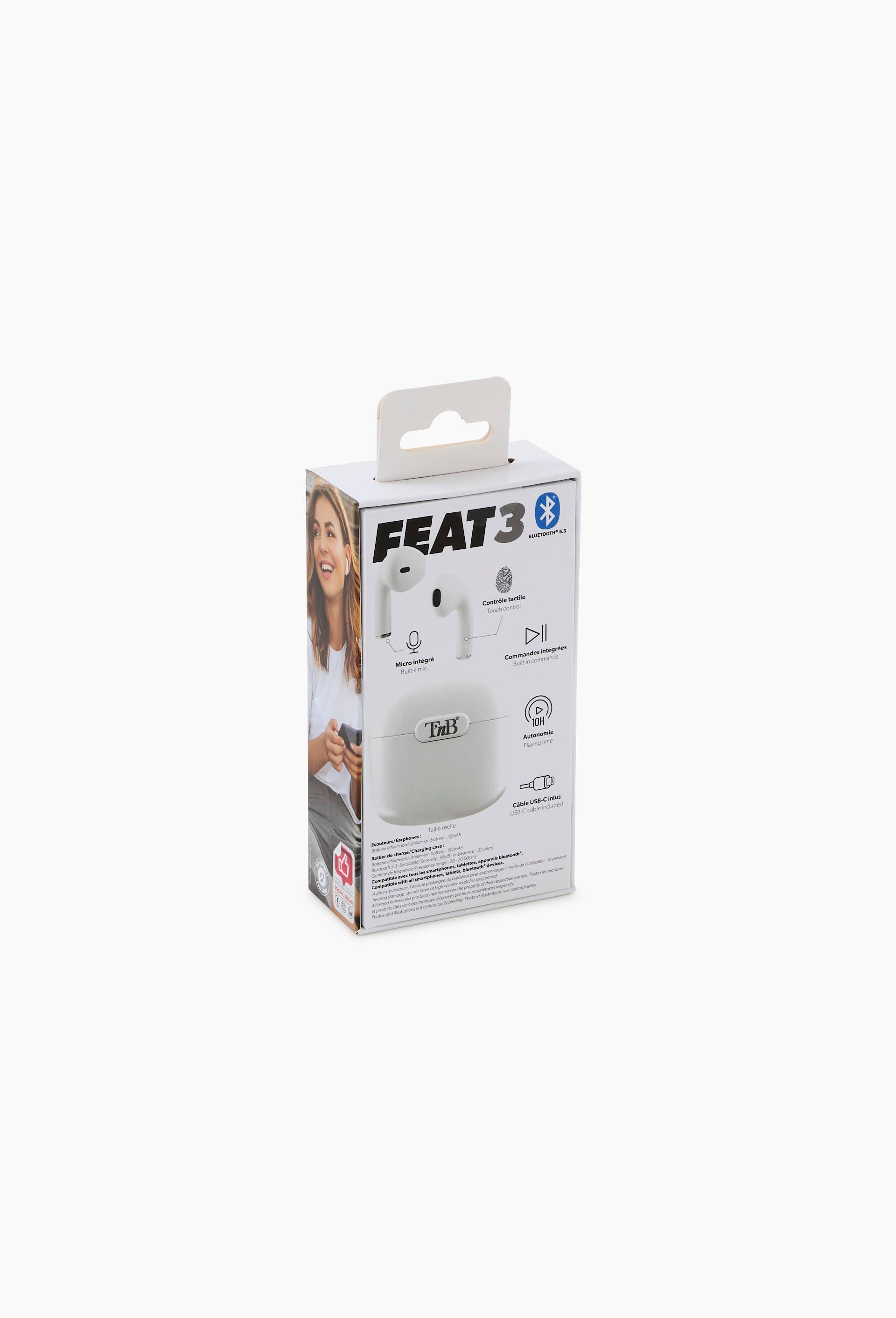 &Eacute;couteurs TNB Feat 3 TWS, white, Bluetooth 5.3, 10h, touch & design m&eacute;tal, , large image number 1