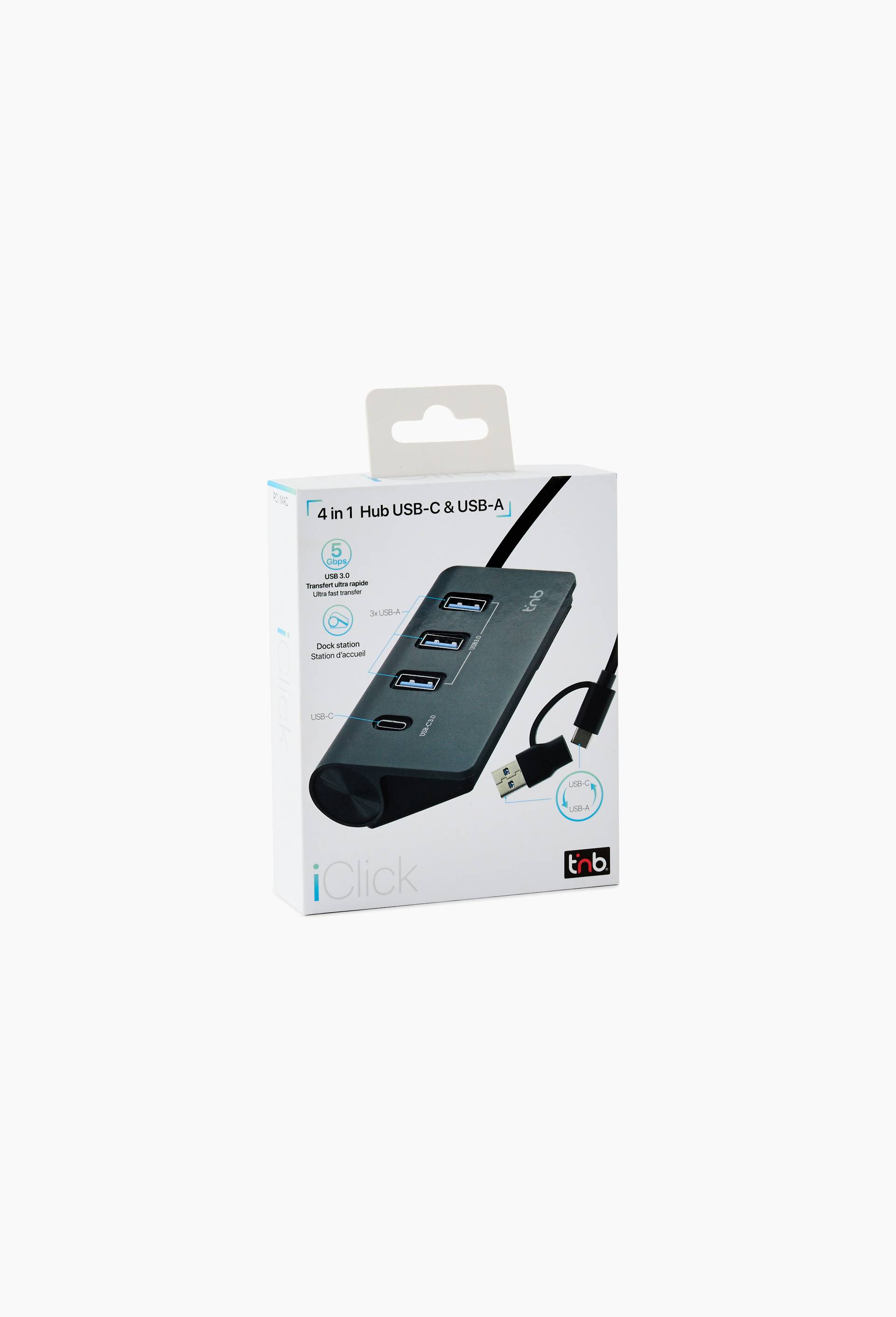 Hub 4 ports dont 3 USB et 1 USBC, , large image number 1