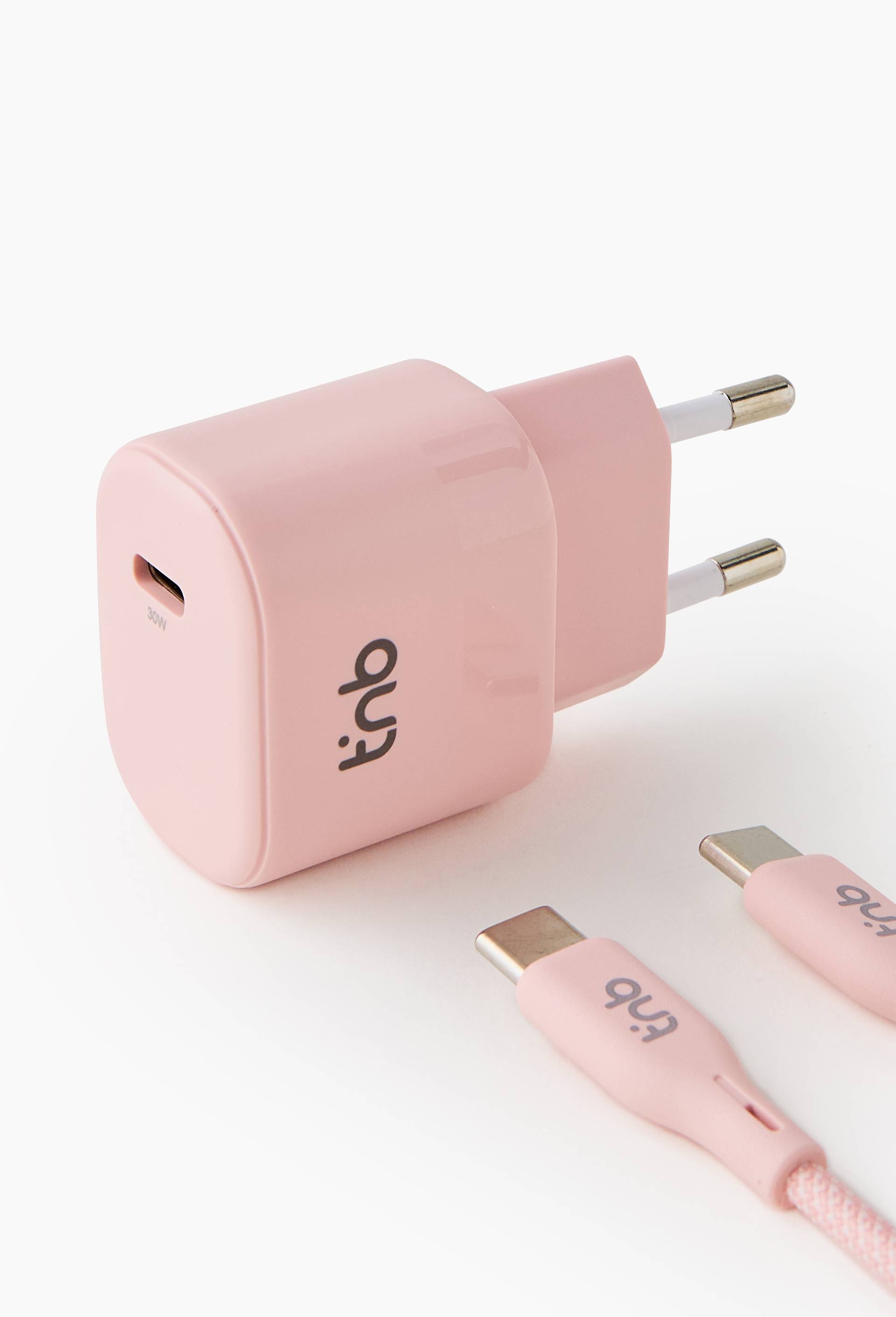 Pack de charge secteur 1 USB-C 30W + c&acirc;ble USB-C - Rose, , large image number 1