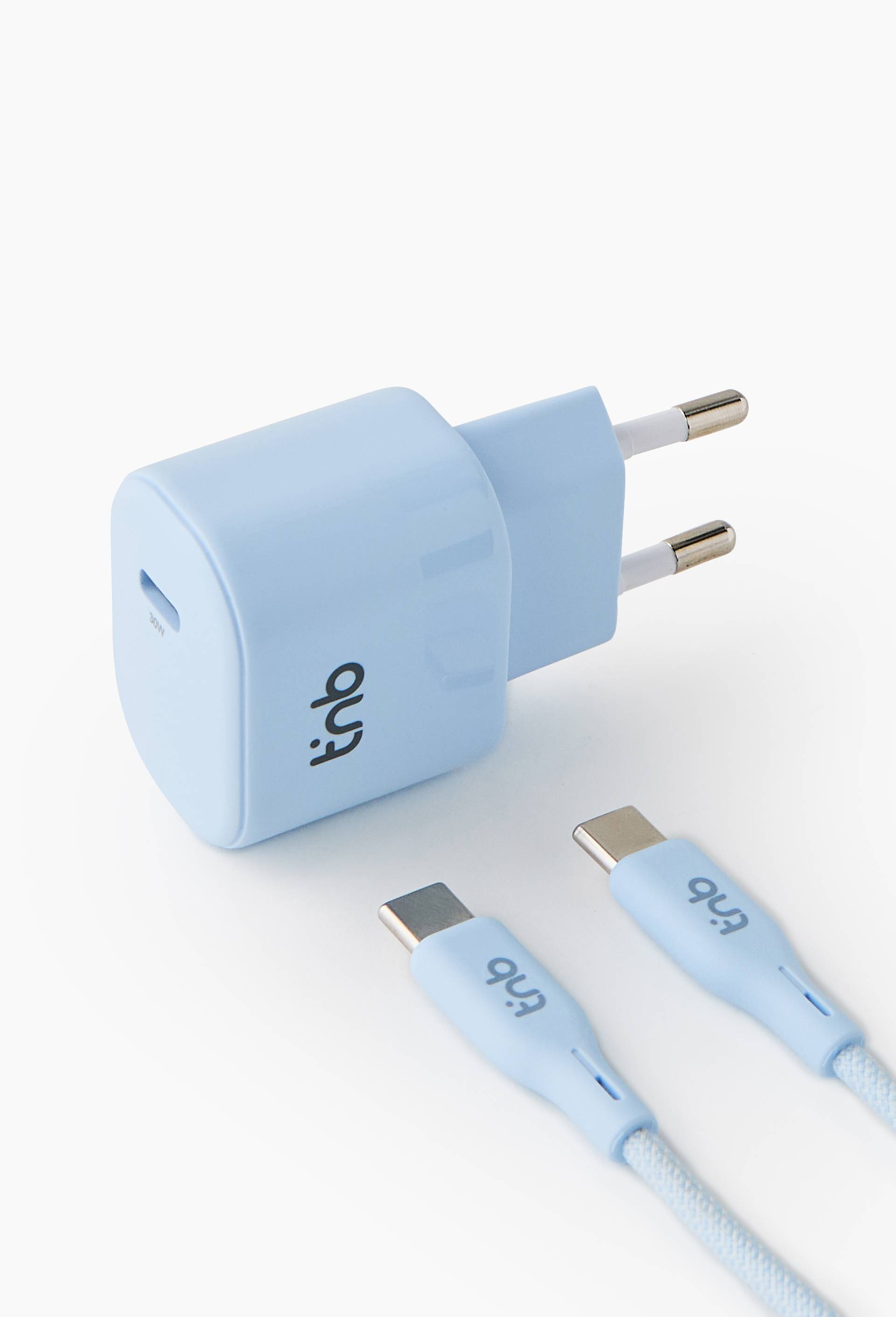 Pack de charge secteur 1 USB-C 30W + c&acirc;ble USB-C - bleu, , large image number 0