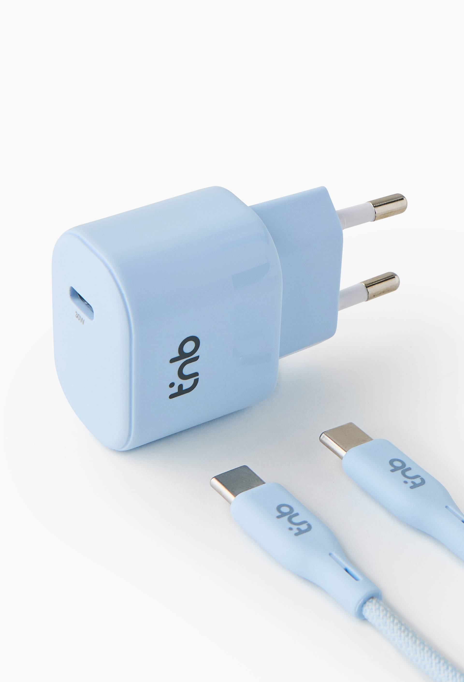 Pack de charge secteur 1 USB-C 30W + c&acirc;ble USB-C - bleu, , large image number 1