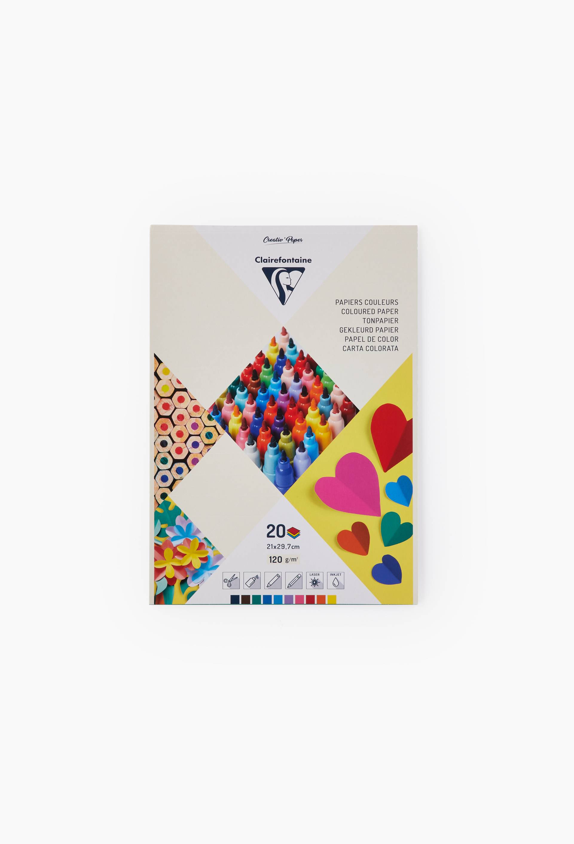 Bloc papiers de couleurs, A4, 20 feuilles, 120gr/m&Acirc;&sup2;, , large image number 0