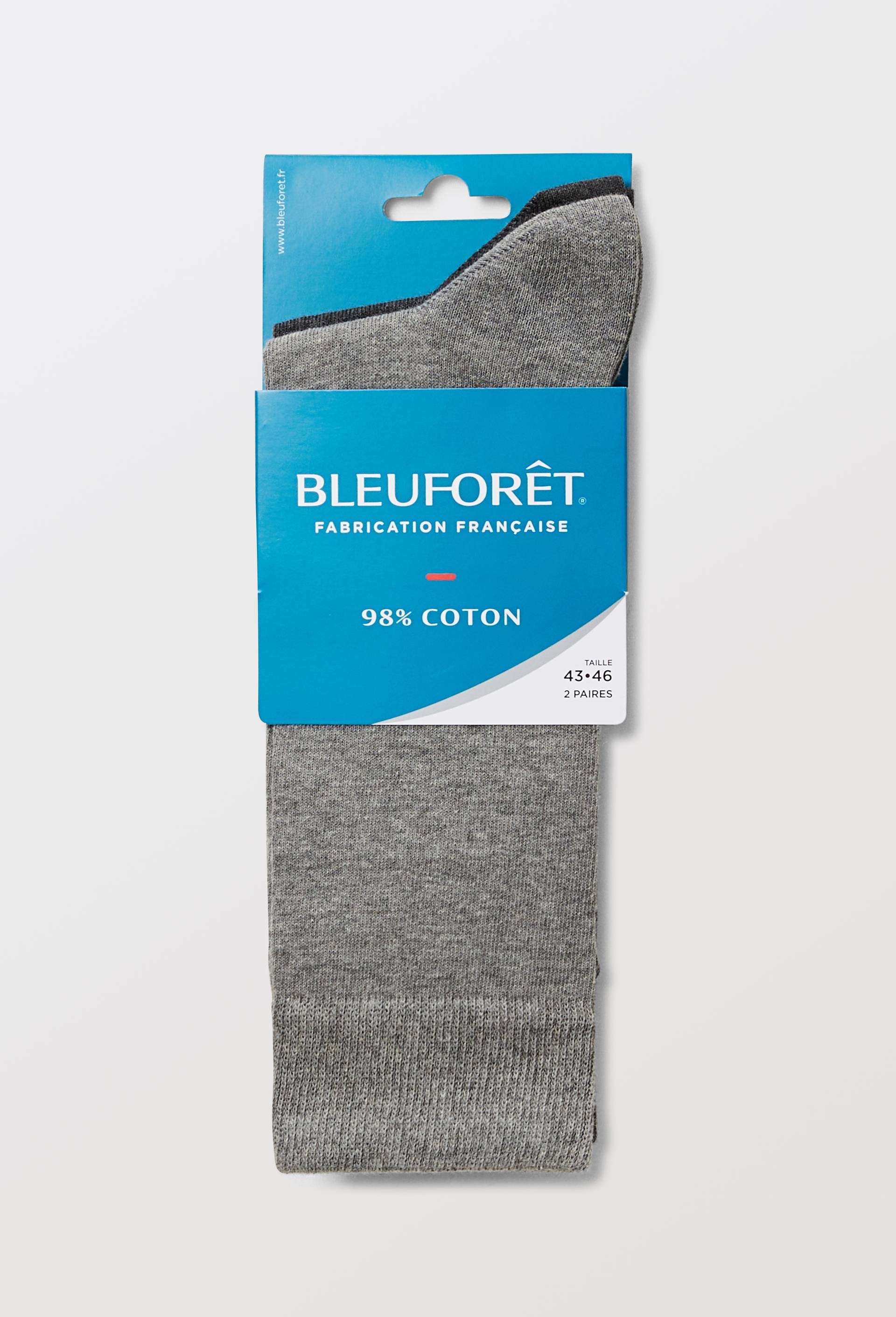Lot de 2 paires de chaussettes en coton Bleufor&ecirc;t, Gris, large image number 2.0