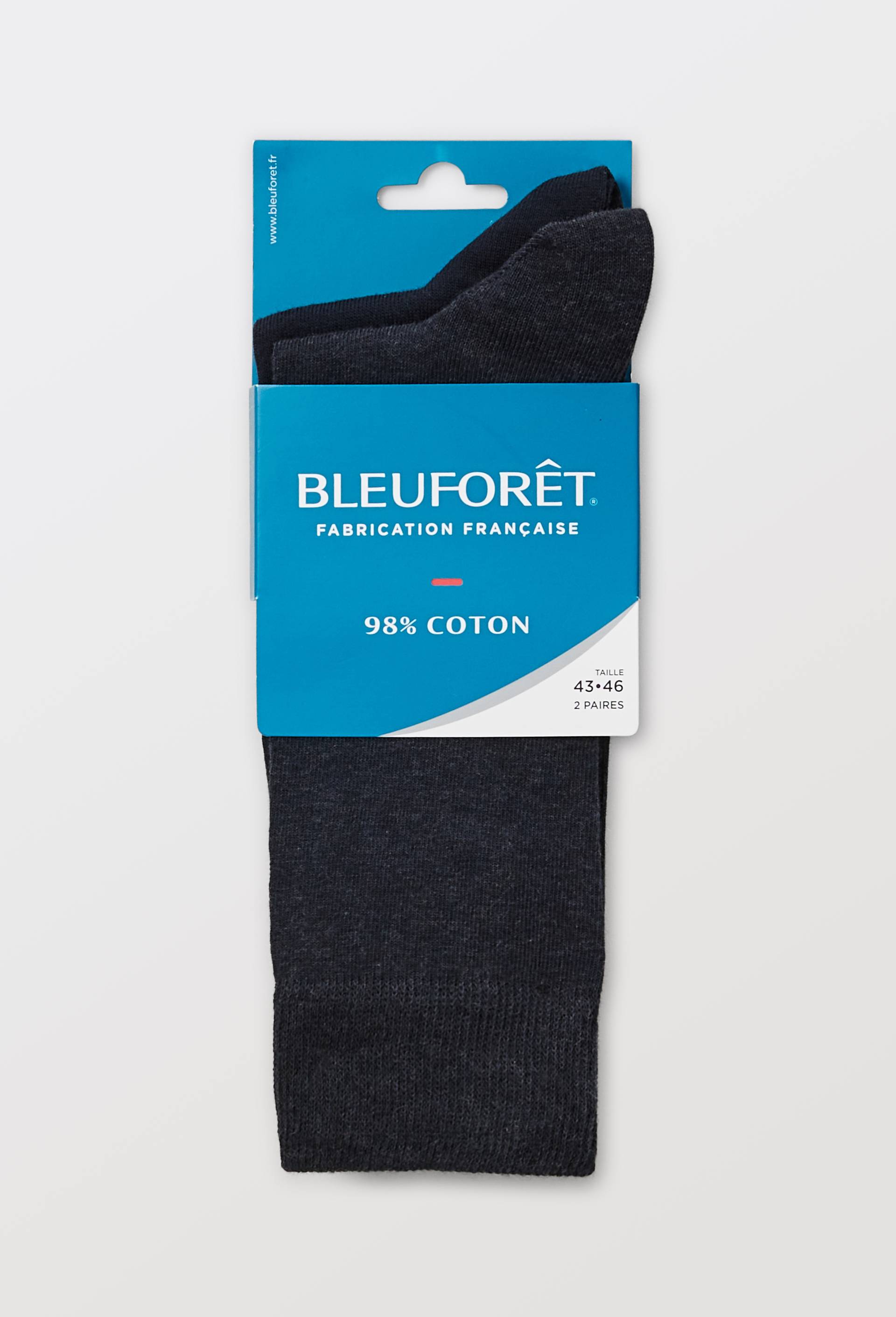 Lot de 2 paires de chaussettes en coton Bleufor&ecirc;t, Bleu fonc&eacute;, large image number 2.0