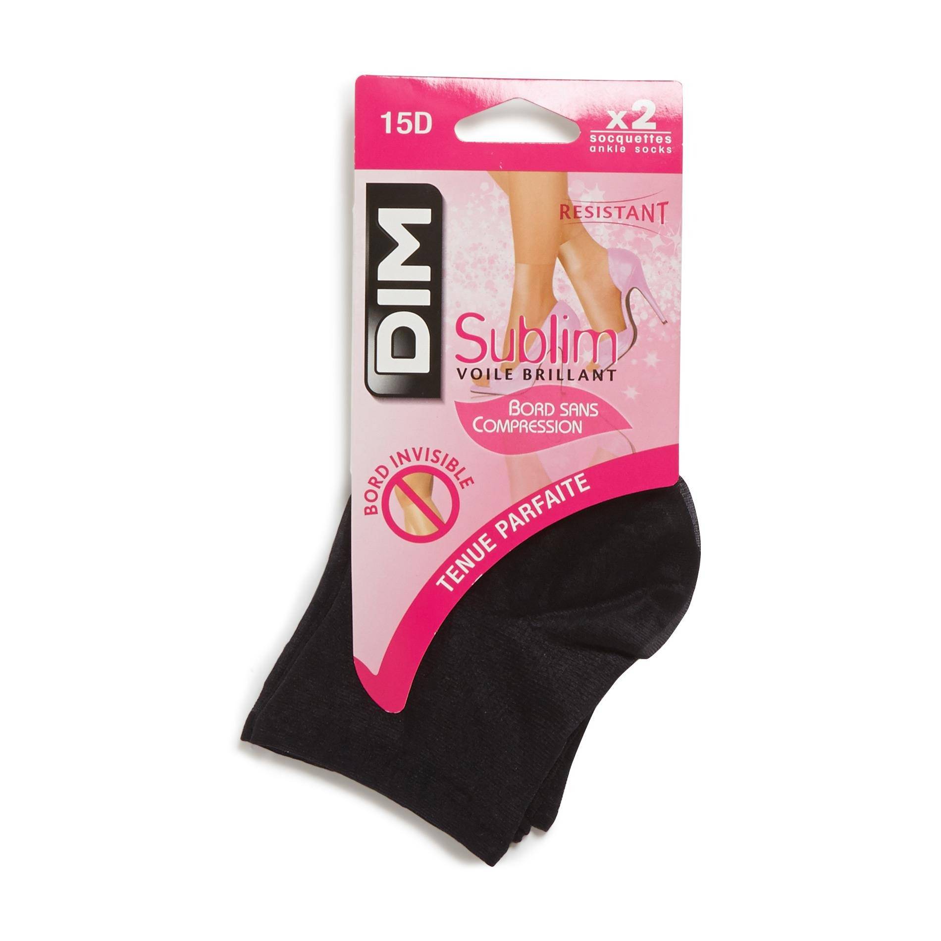 Lot x2 Socquettes voile brillant, noir, 15D, SUBLIM - DIM, Noir, large image number 0