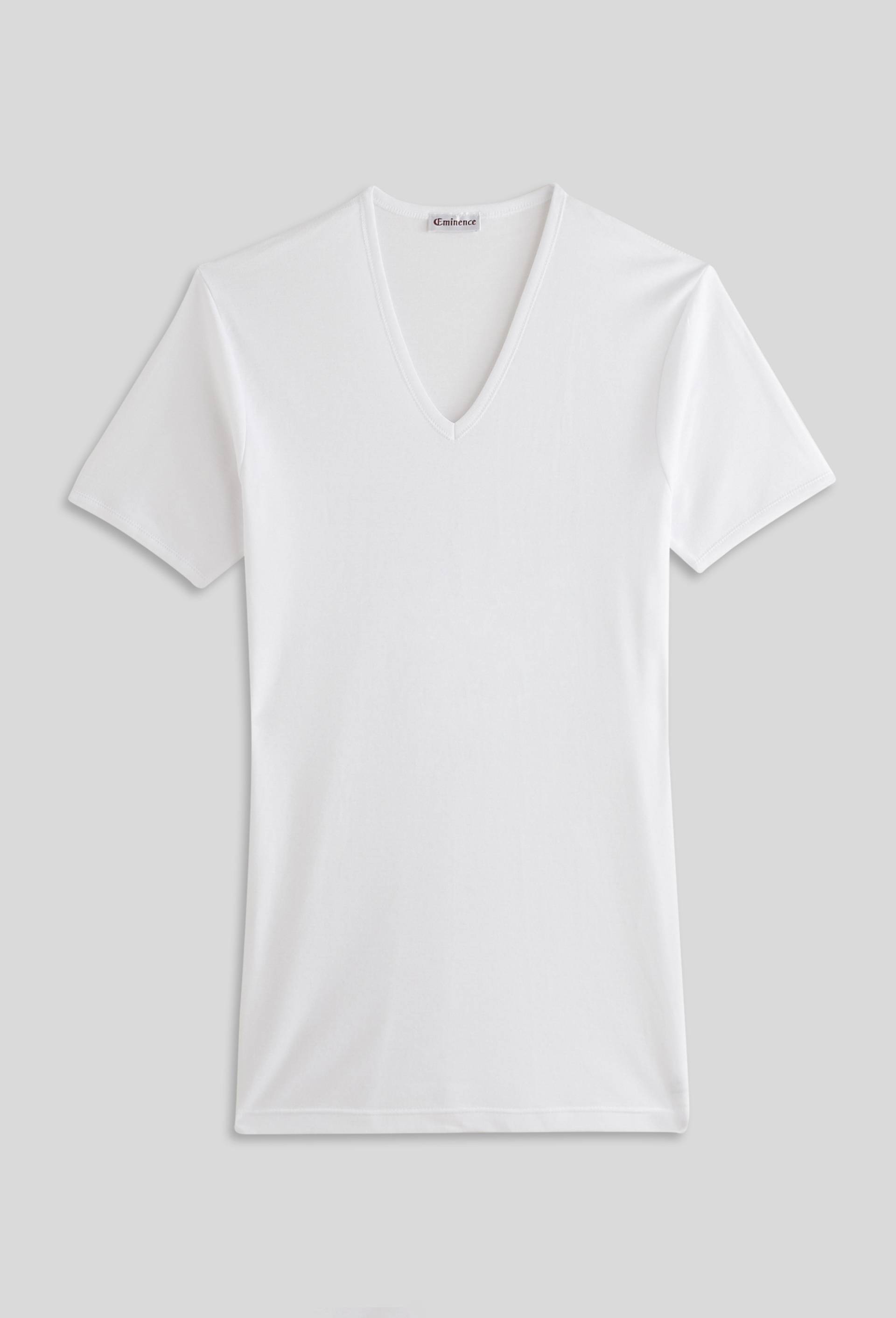 T shirt col v manches courtes en coton BIO Eminence, certifi&eacute; OEKO-TEX, Blanc, large image number 0