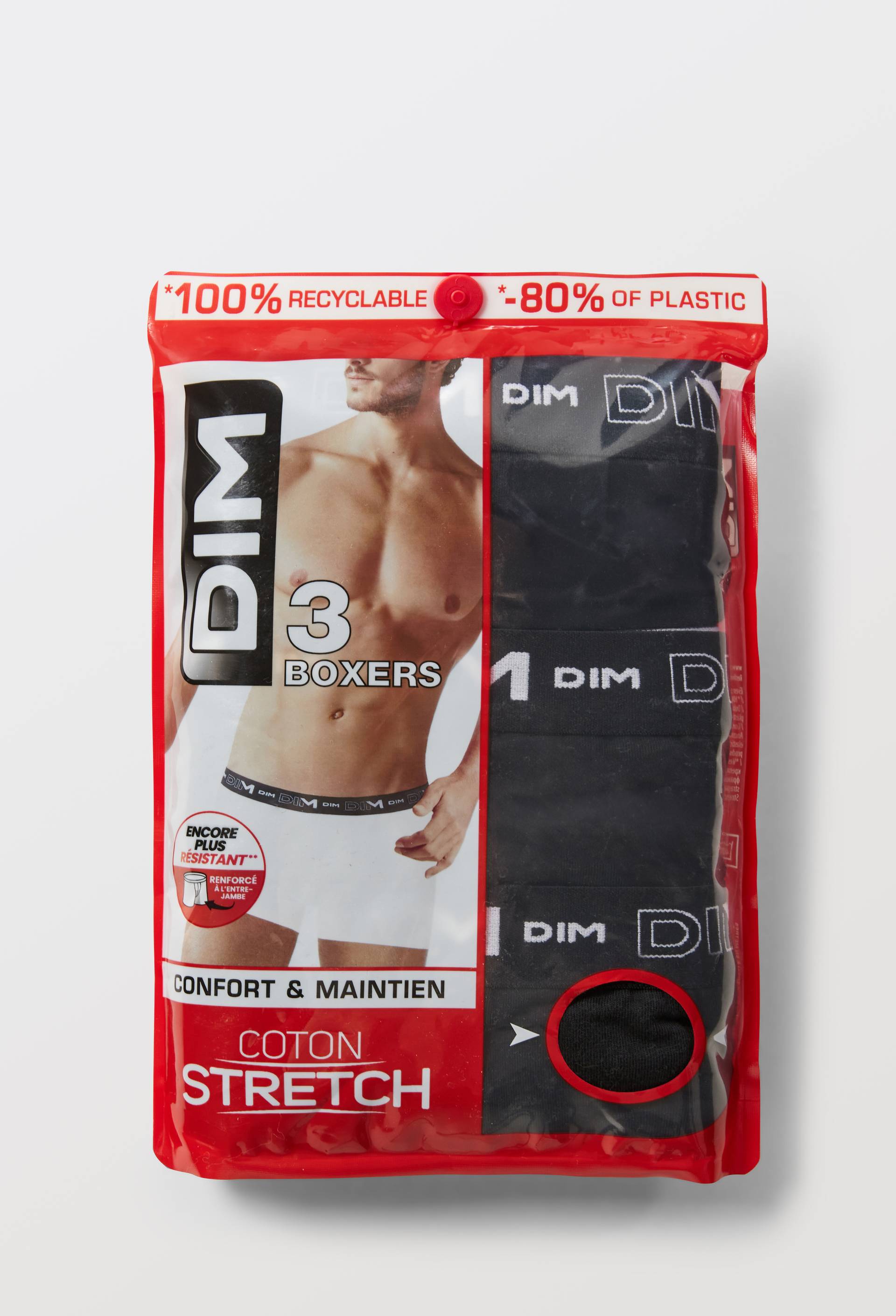 Lot de 3 boxers en coton MULTIPACK DIM, Noir, large image number 2.0