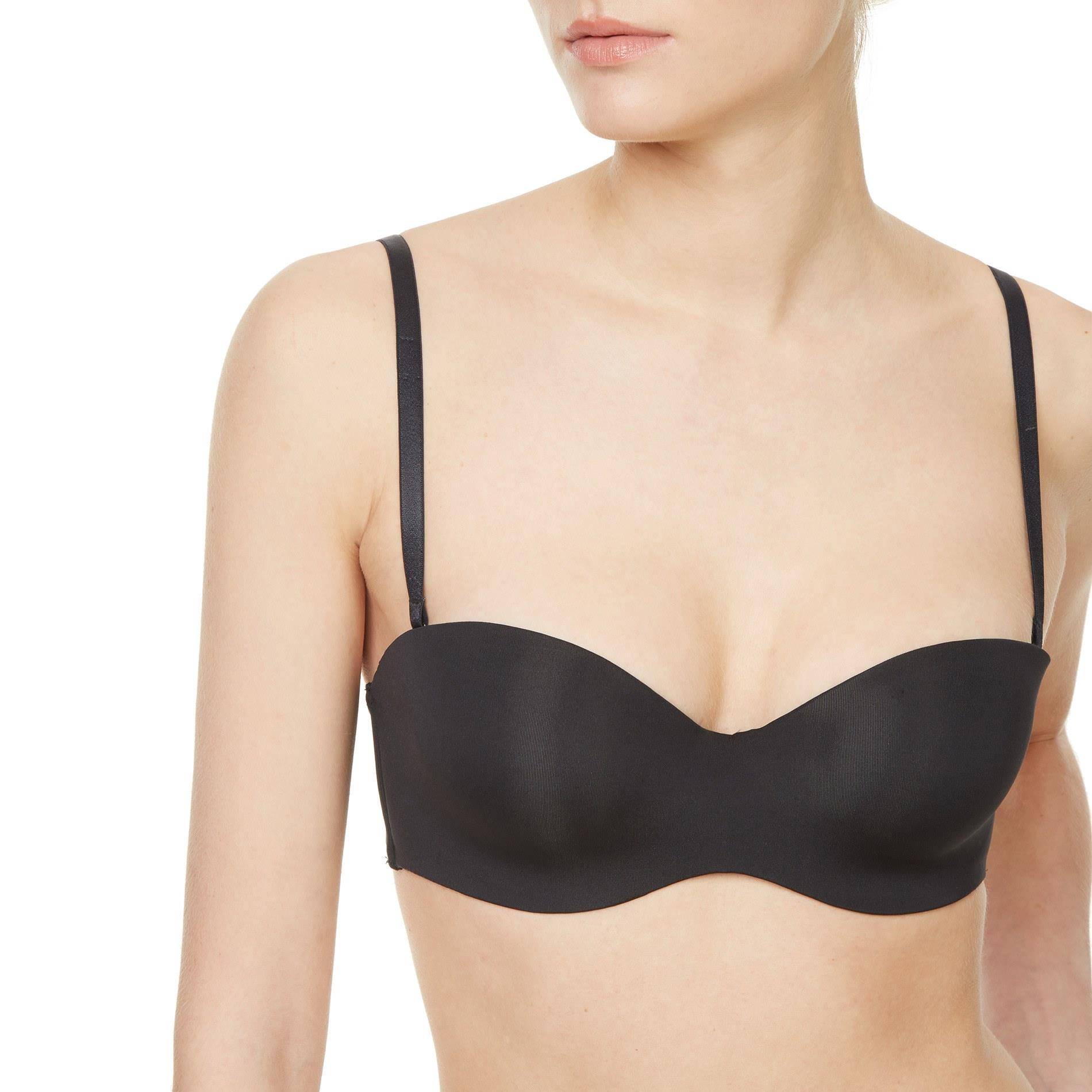 Soutien-gorge bandeau à coques avec bretelles amovibles, Noir, large image number 0