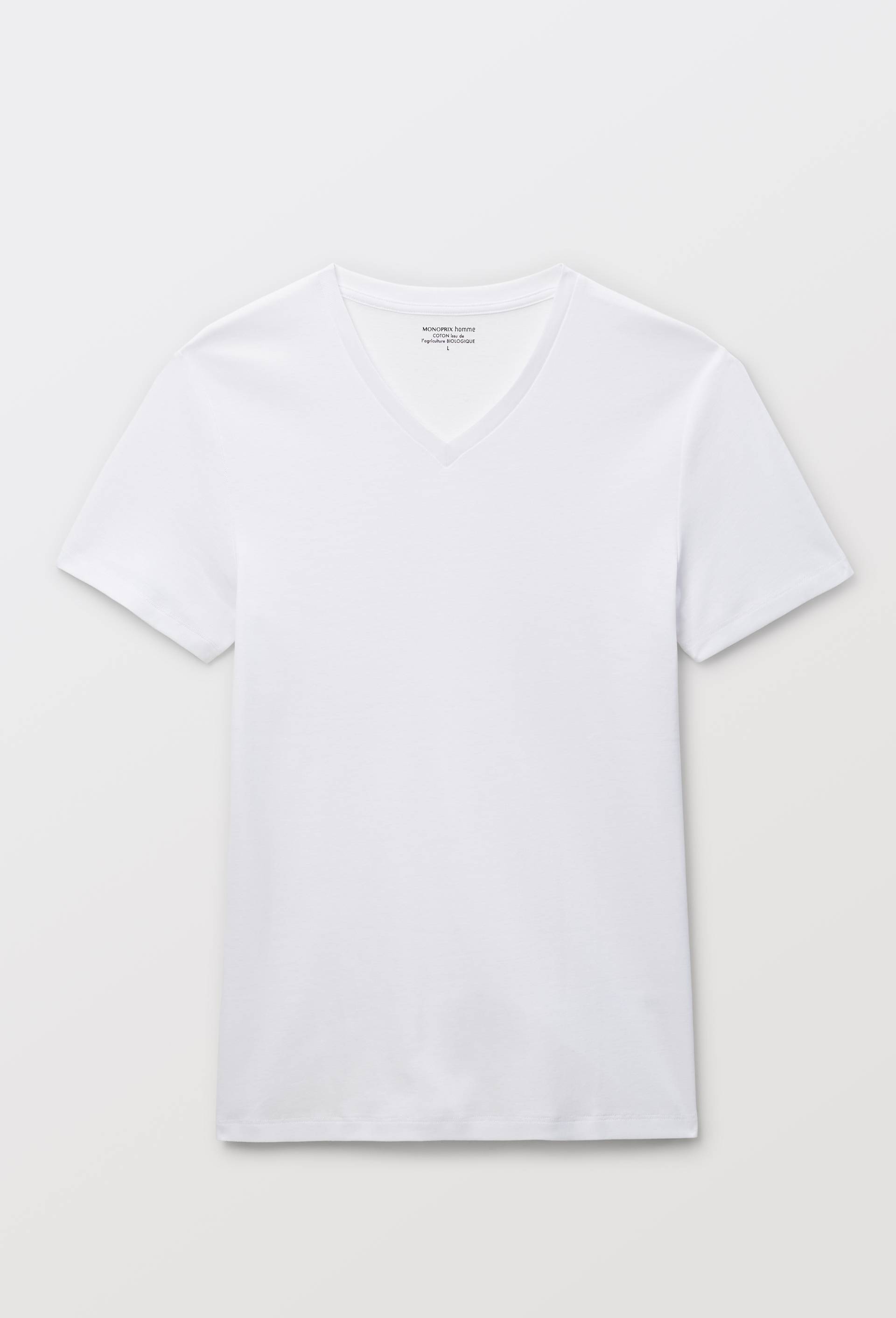 T-Shirt col V en coton BIO GOTS, Blanc, large image number 2
