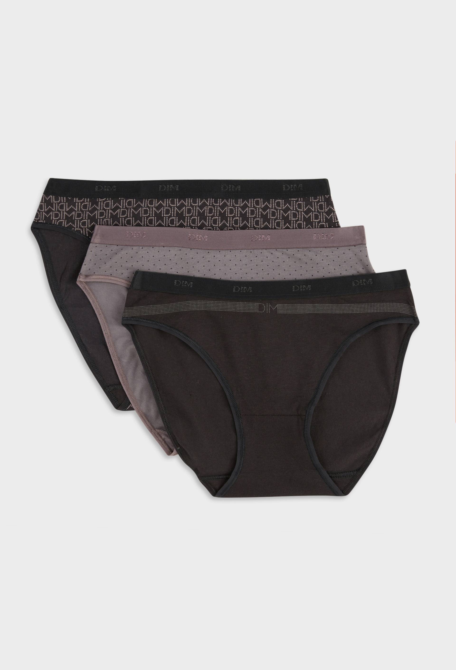 Lot de 3 slips fantaisie en coton POCKET DIM, Noir, large image number 1.0
