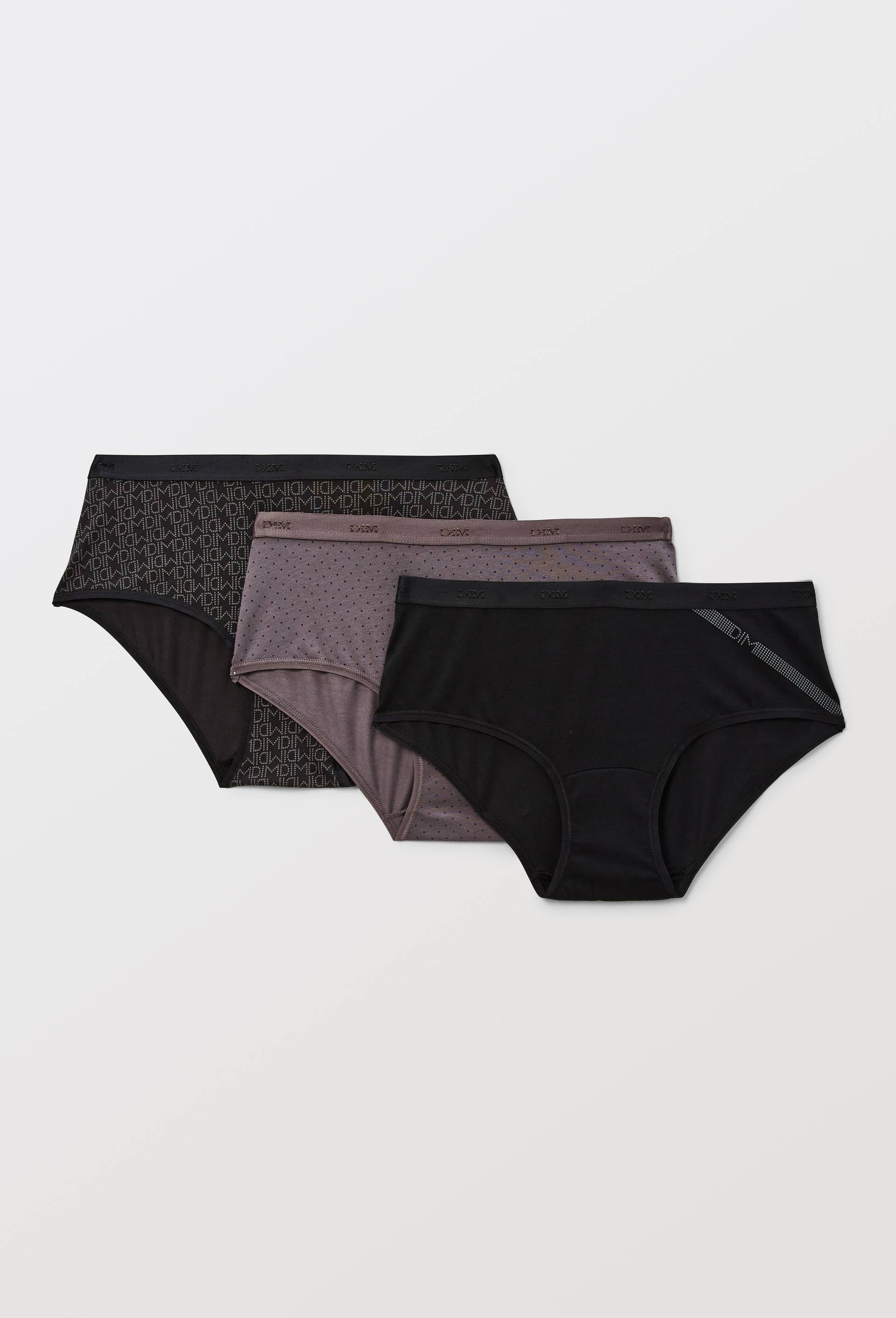 Lot de 3 slips fantaisie en coton POCKET DIM, Noir, swatch image