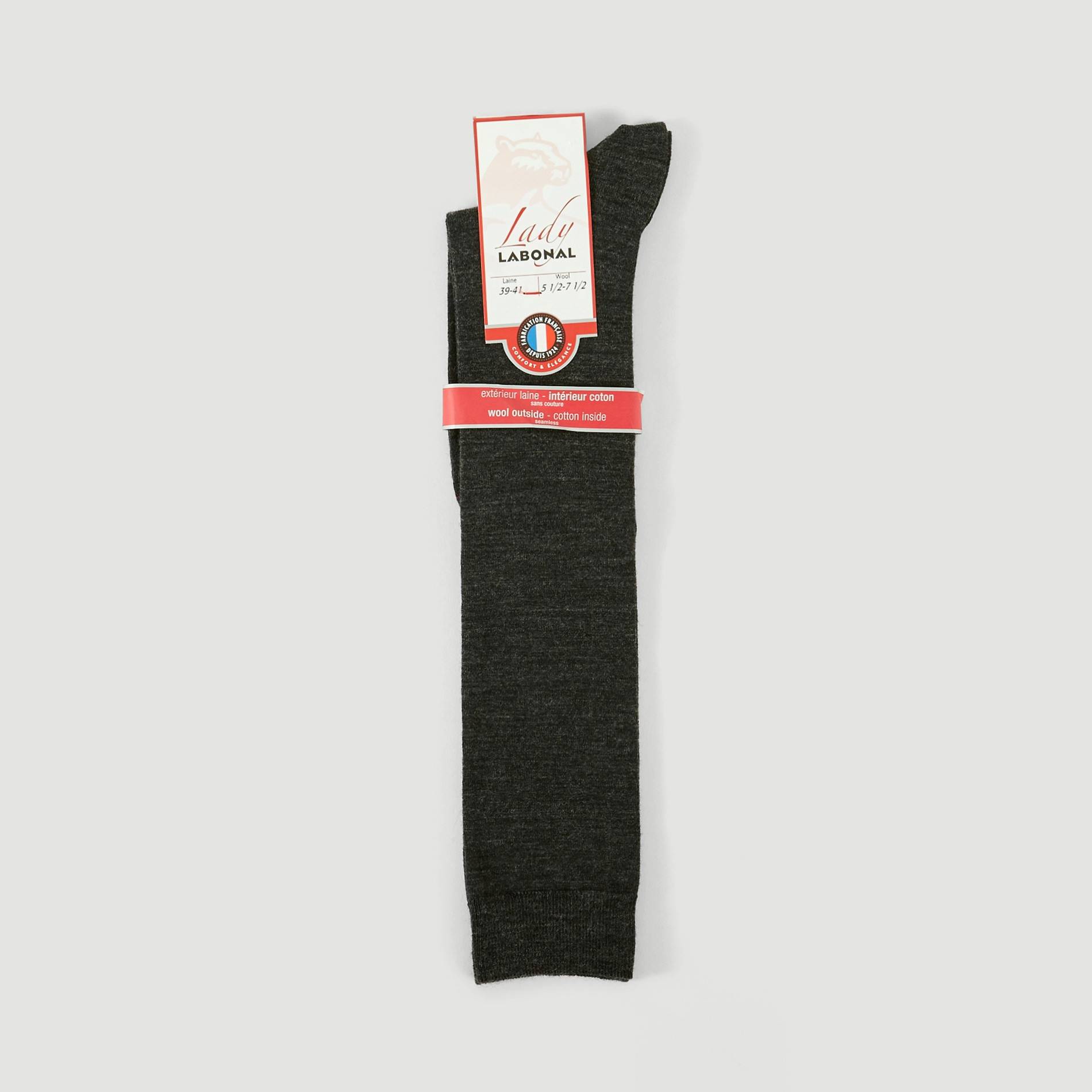 Paire de mi-bas en laine et coton Labonal, Gris, large image number 0