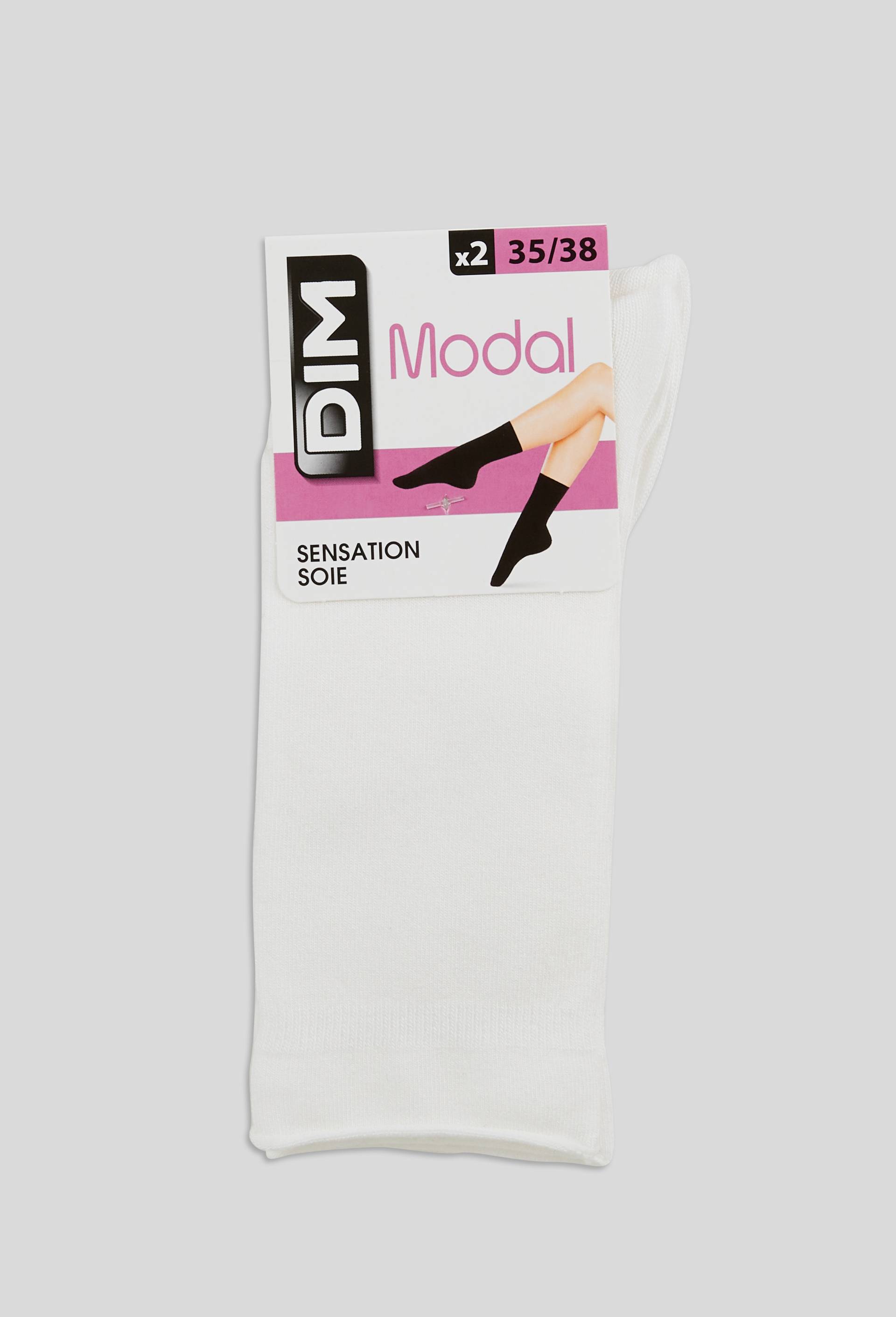 Lot de 2 chaussettes en modal DIM, Blanc, large image number 0