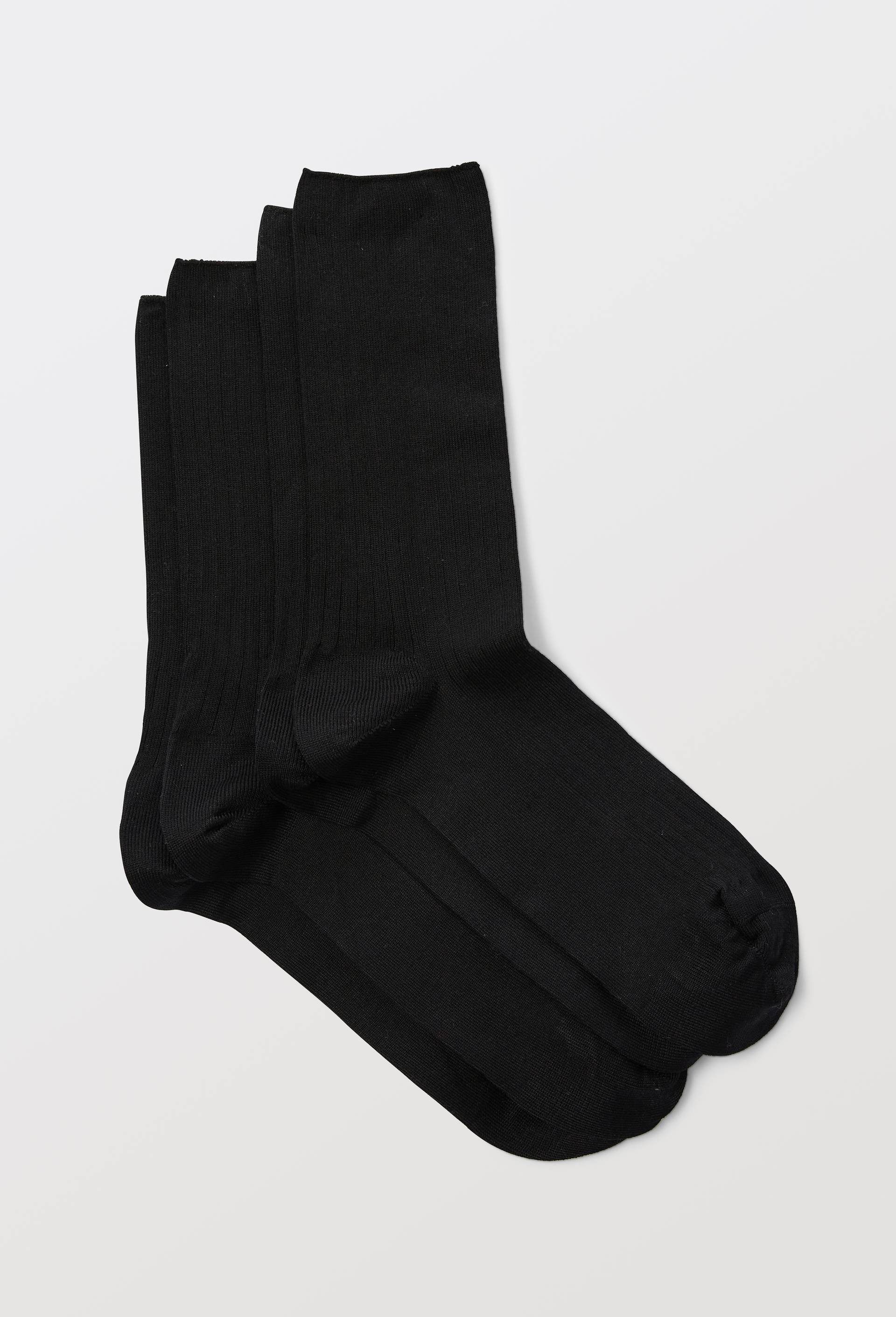 Lot de 2 paires de chaussettes &agrave; cotes en fil d'&eacute;cosse Bleufor&ecirc;t, Noir, swatch image