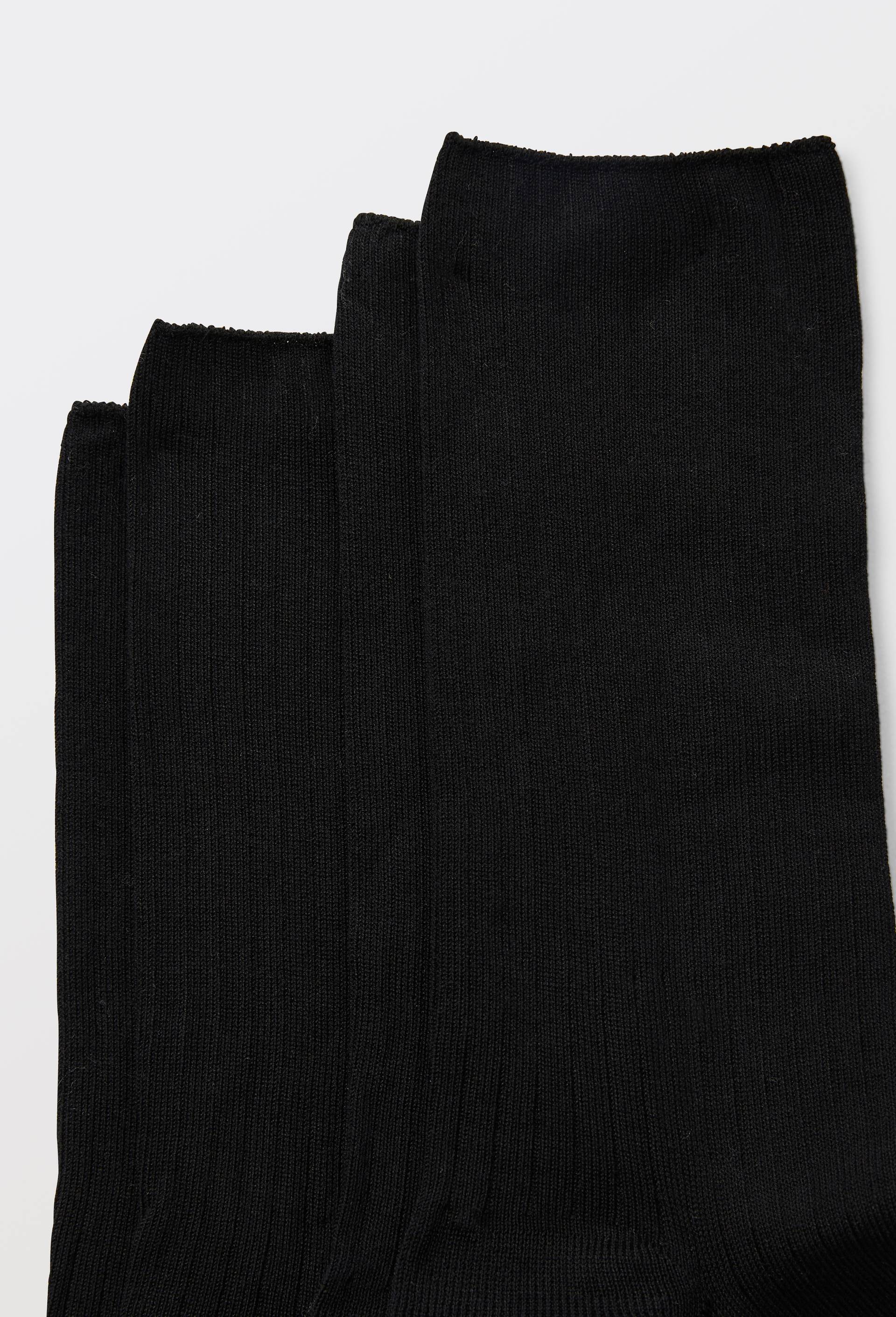 Lot de 2 paires de chaussettes &agrave; cotes en fil d'&eacute;cosse Bleufor&ecirc;t, Noir, large image number 1