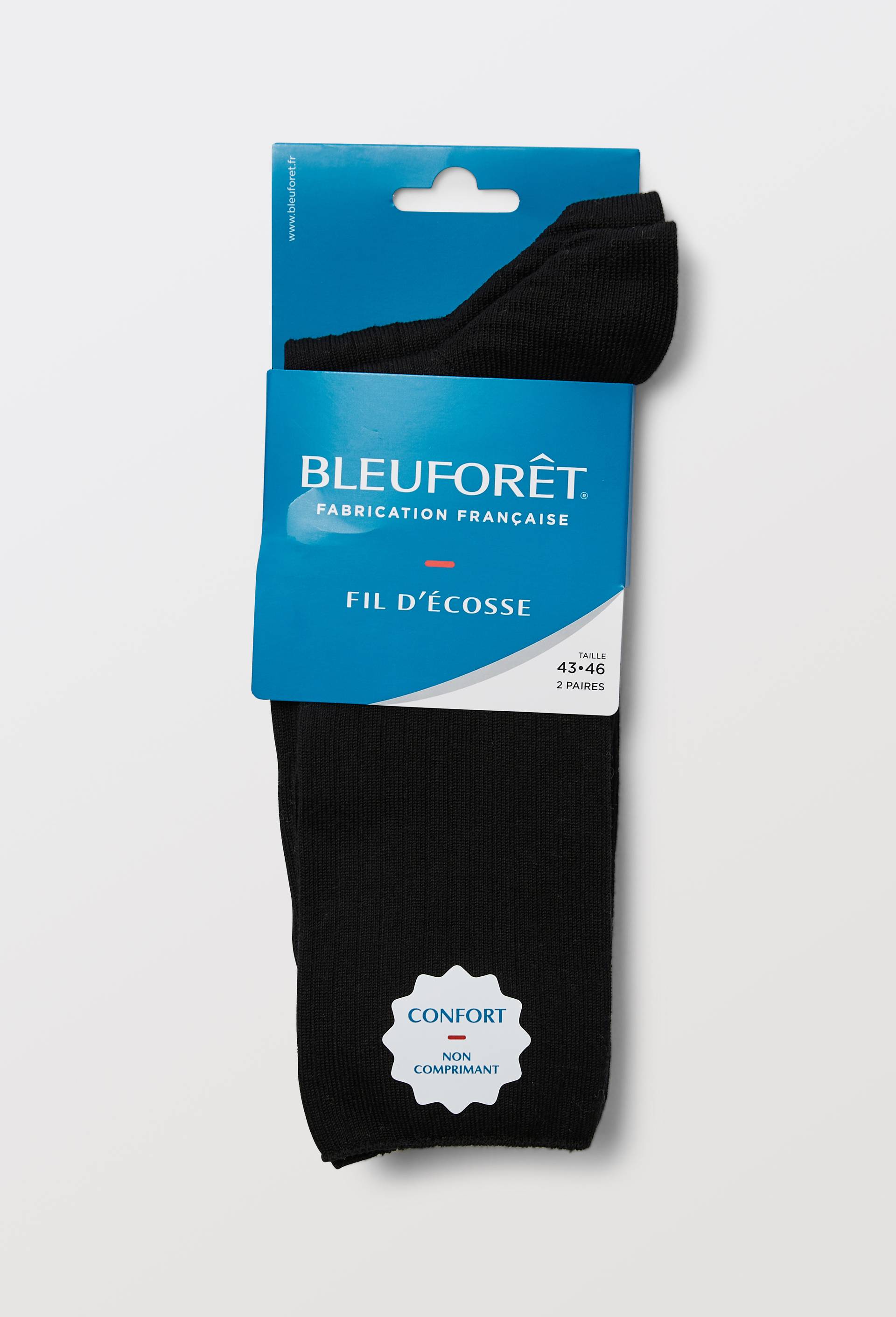Lot de 2 paires de chaussettes &agrave; cotes en fil d'&eacute;cosse Bleufor&ecirc;t, Noir, large image number 2