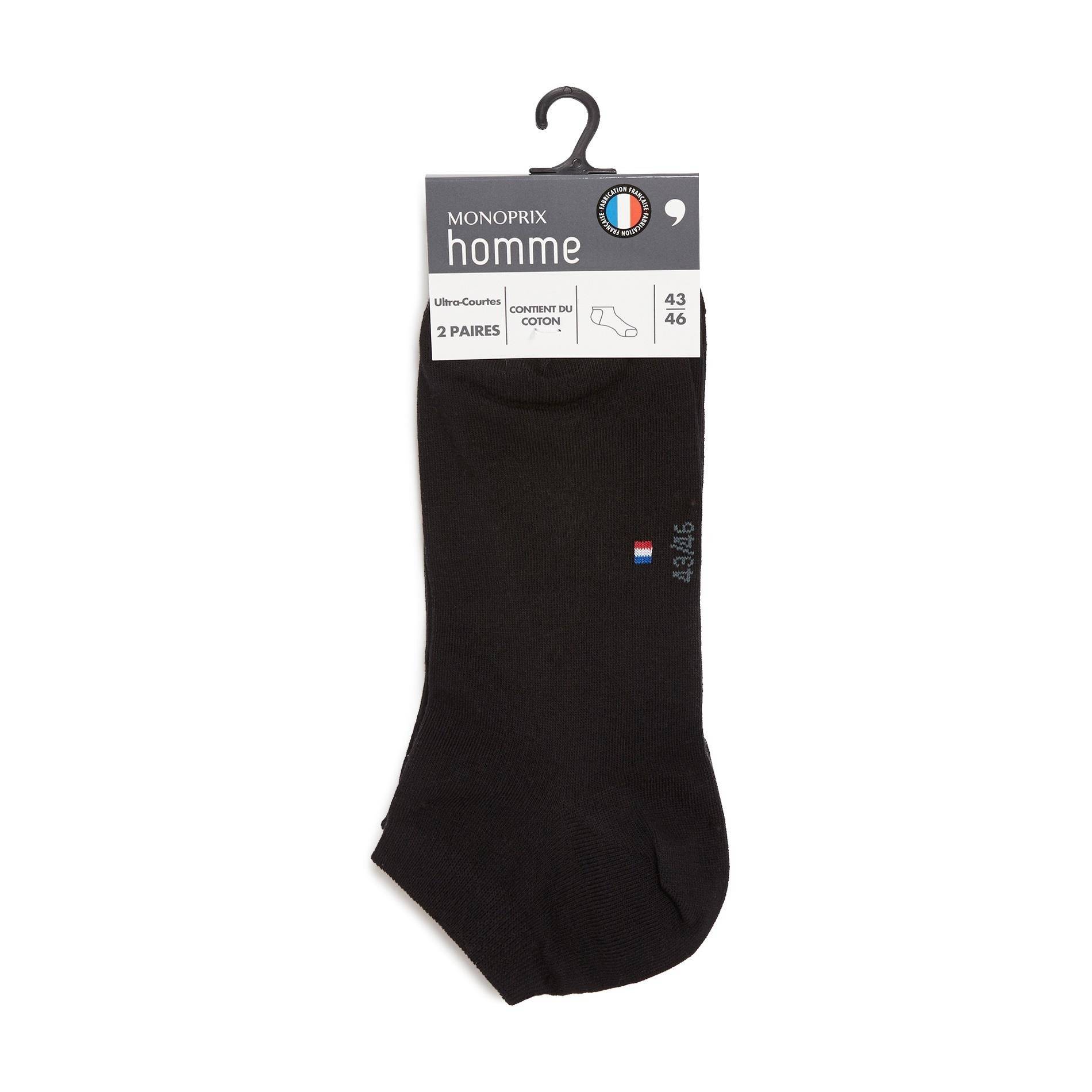 Lot de 2 paires de chaussettes invisible - FABRICATION FRANCAISE, Noir, large image number 0