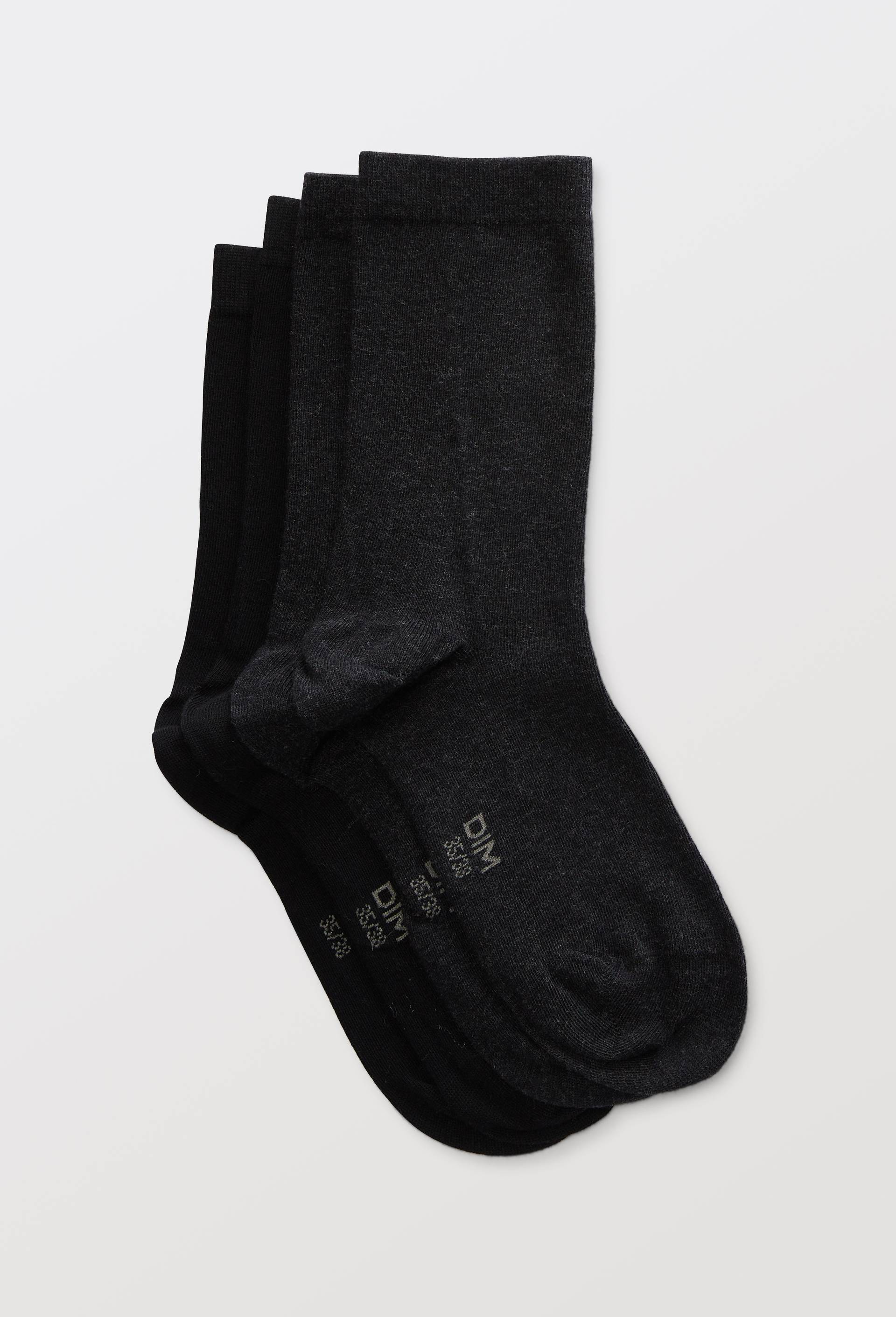 Lot de 2 chaussettes en coton DIM, Gris fonc&eacute;, swatch image