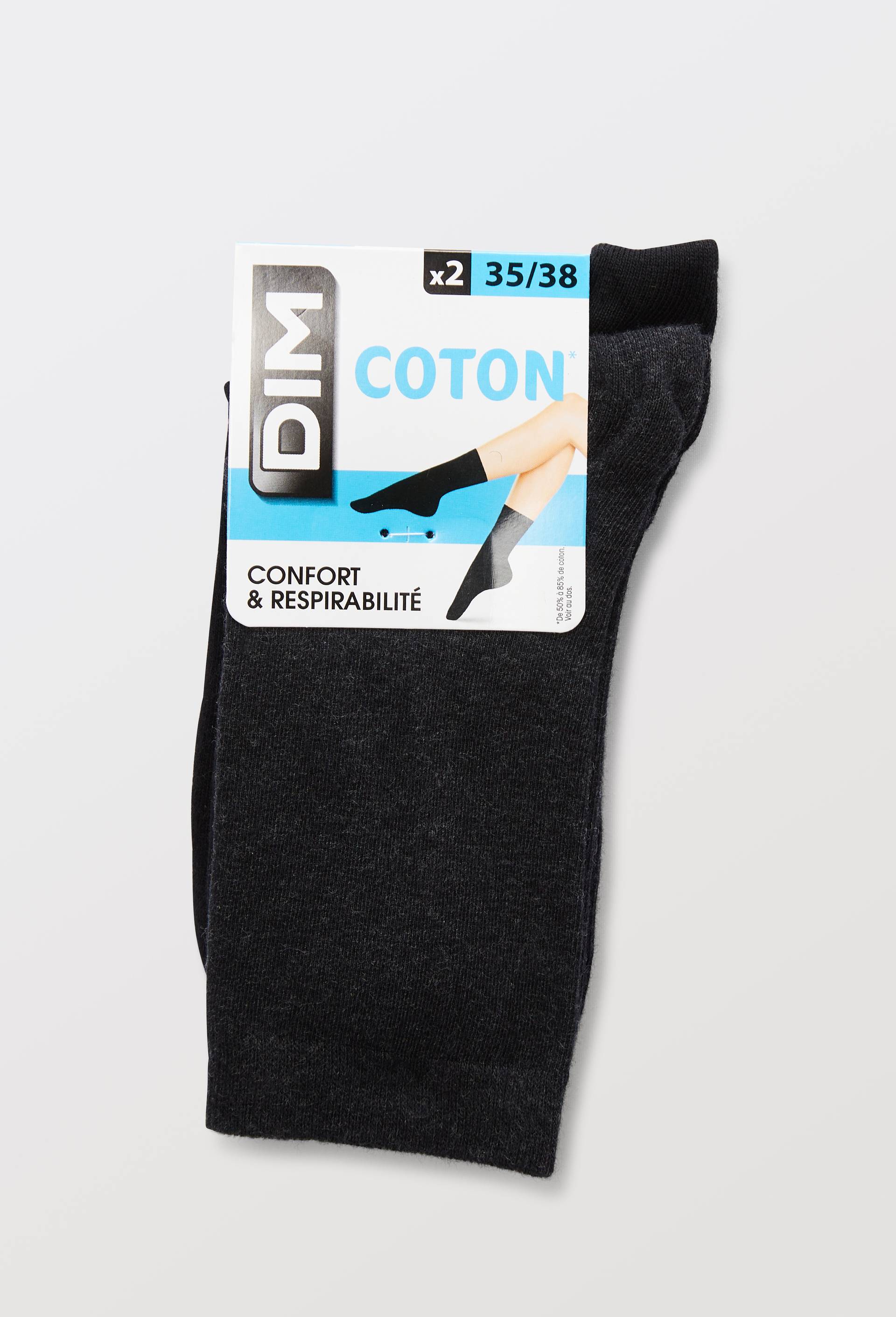 Lot de 2 chaussettes en coton DIM, Gris fonc&eacute;, large image number 2