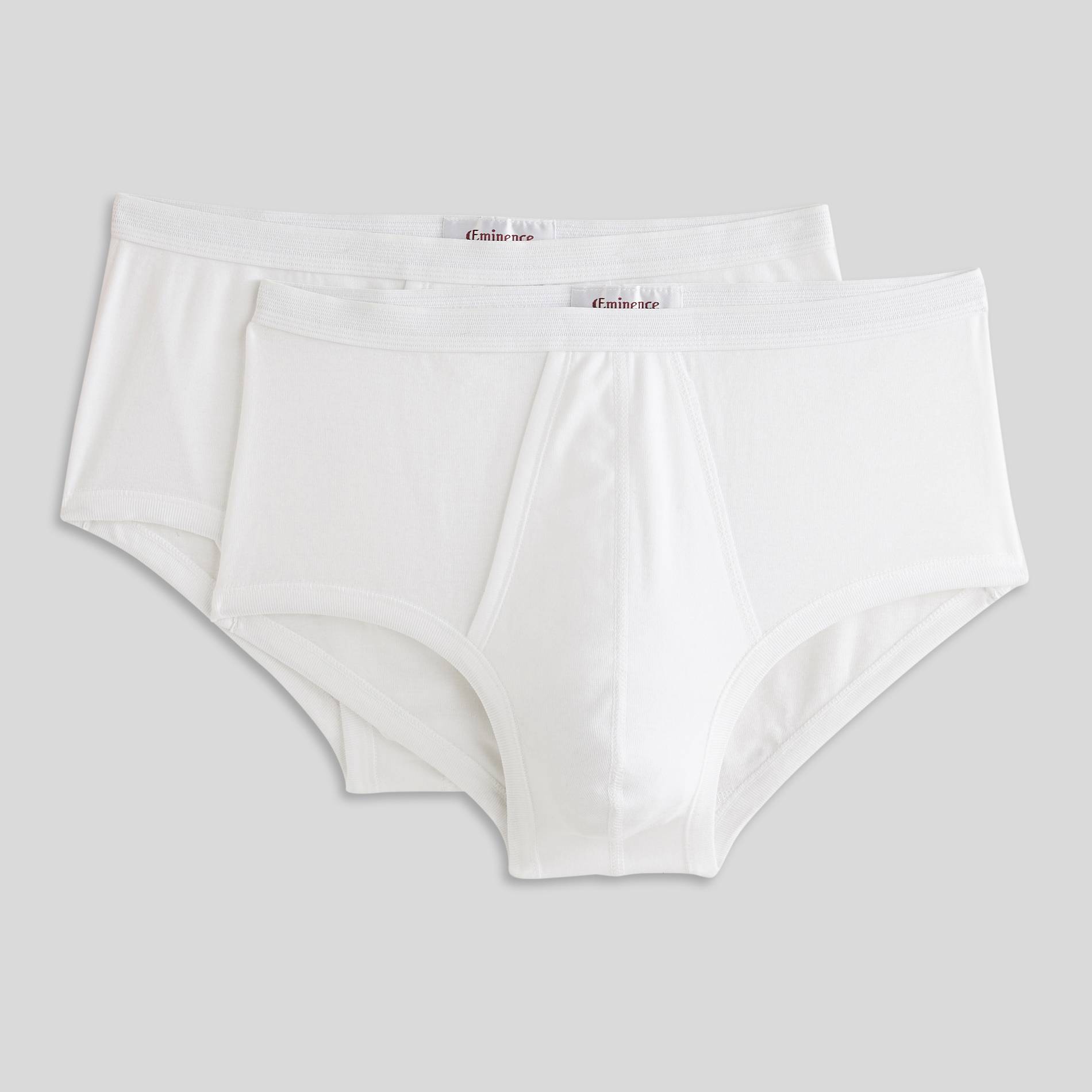 Lot de 2 slips taille haute ouvert c&ocirc;te fine en coton Eminence, certifi&eacute; OEKO-TEX, Blanc, large image number 1.0